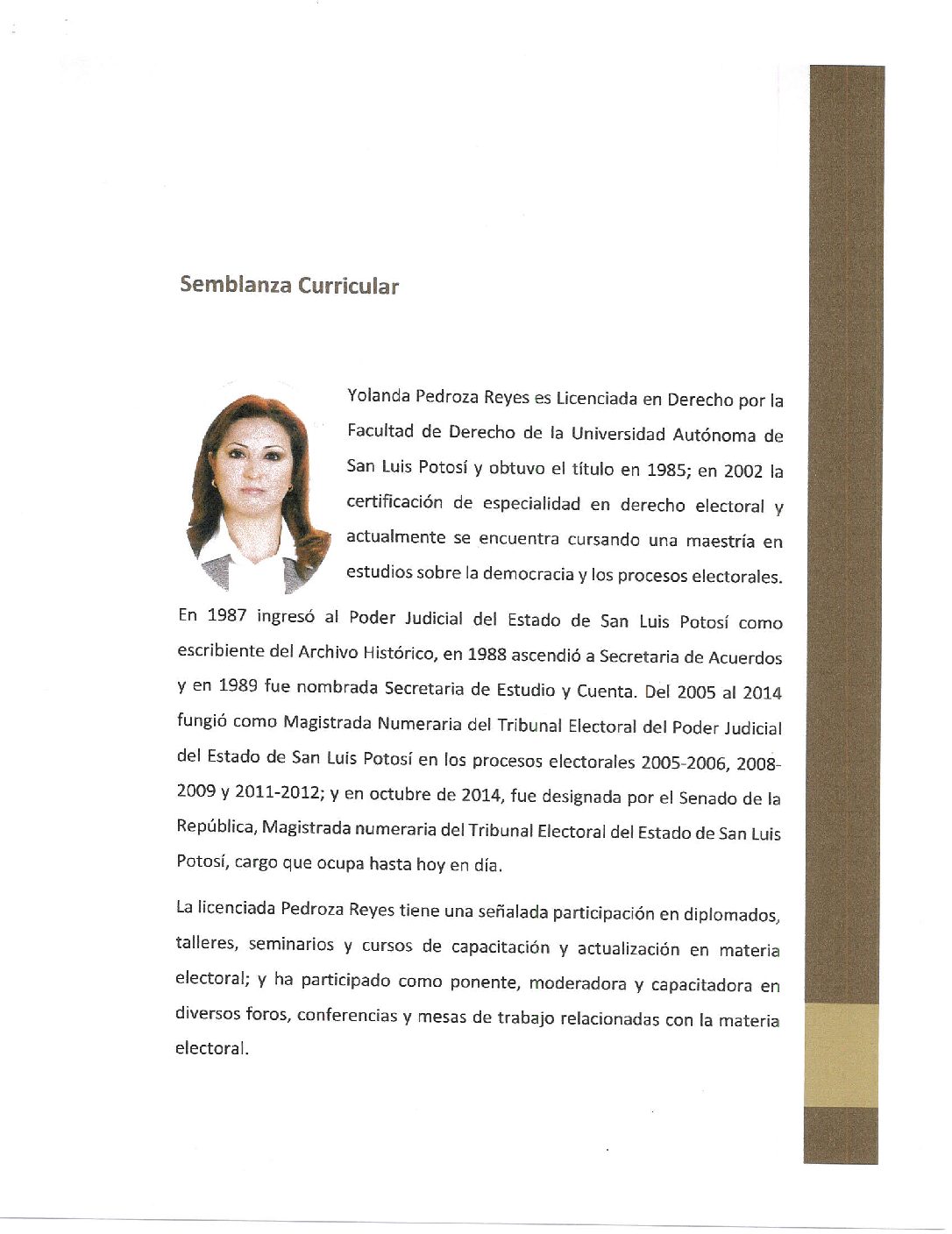 SEMBLANZA MAGISTRADA YOLANDA PEDROZA