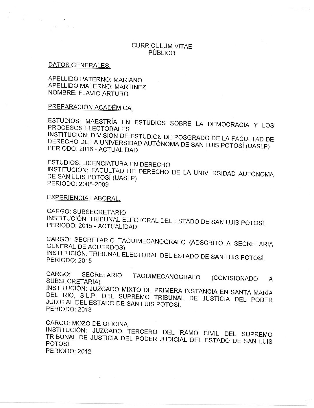 FLAVIO ARTURO MARIANO MARTINEZ