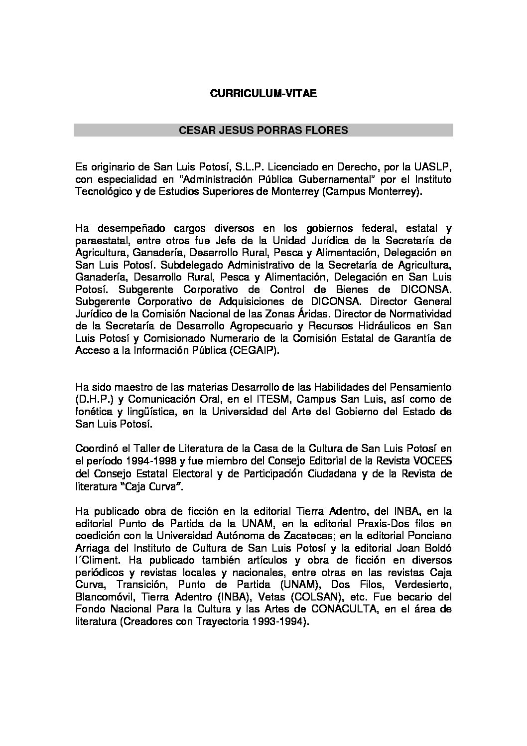 LIC. CÉSAR JESUS PORRAS FLORES