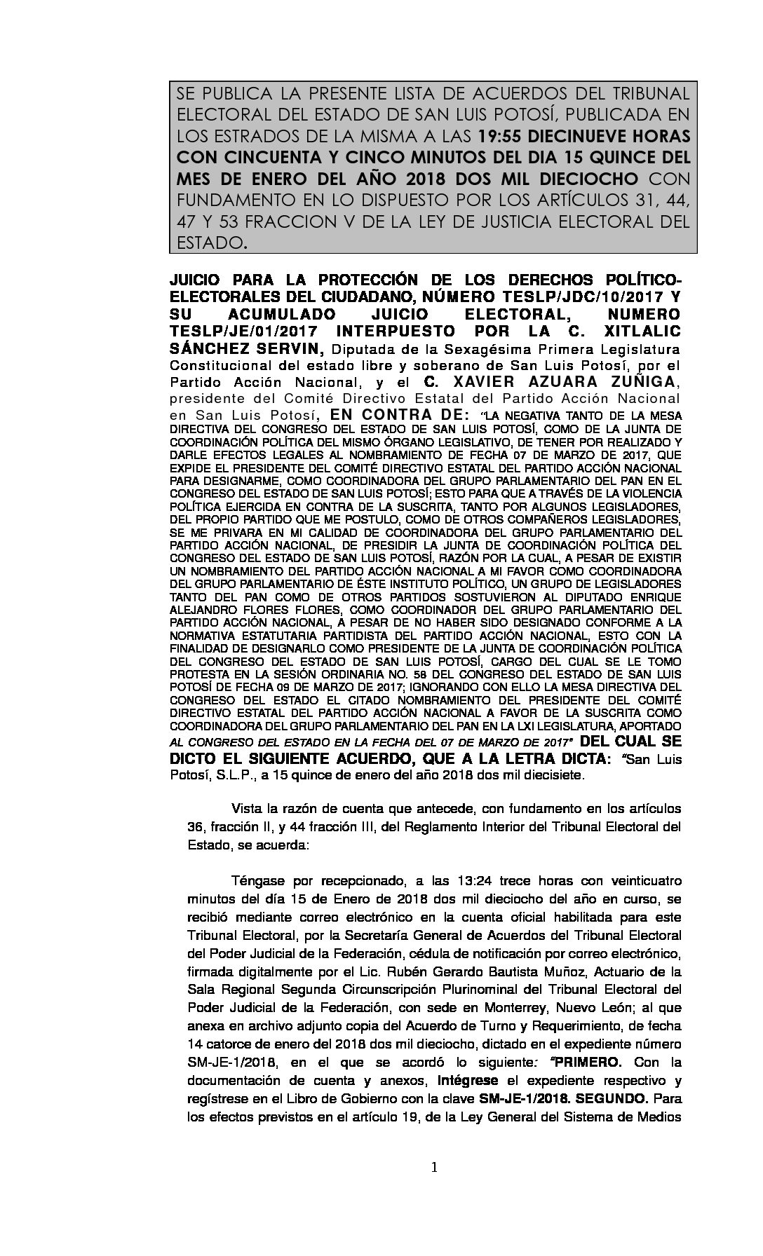 LISTA JUICIO ELECTORAL TESLP-JDC-10-2017 15-ENERO-2018 19-55 hrs