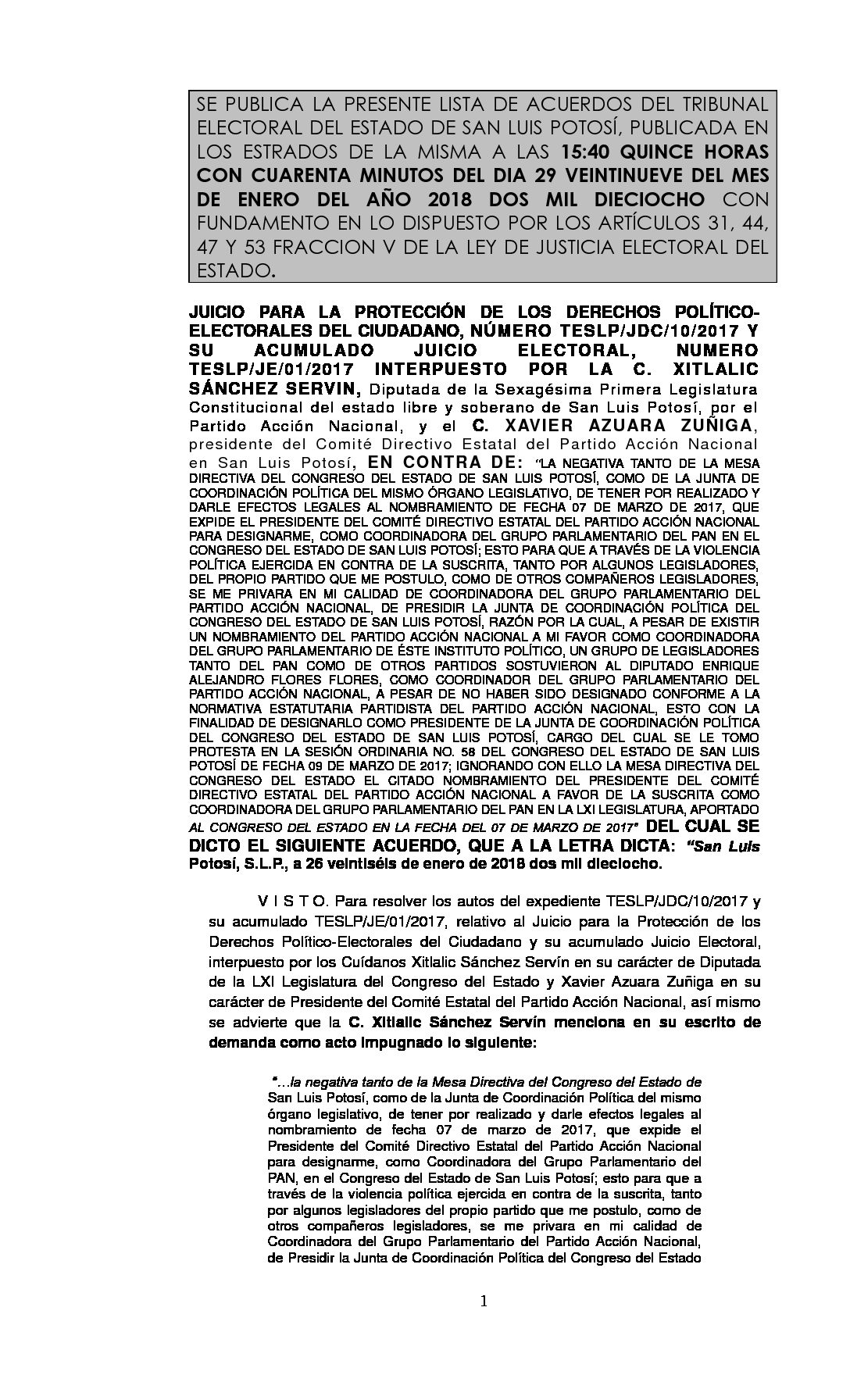 LISTA JUICIO ELECTORAL TESLP-JDC-10-2017 29-ENERO-2018 15-40 hrs