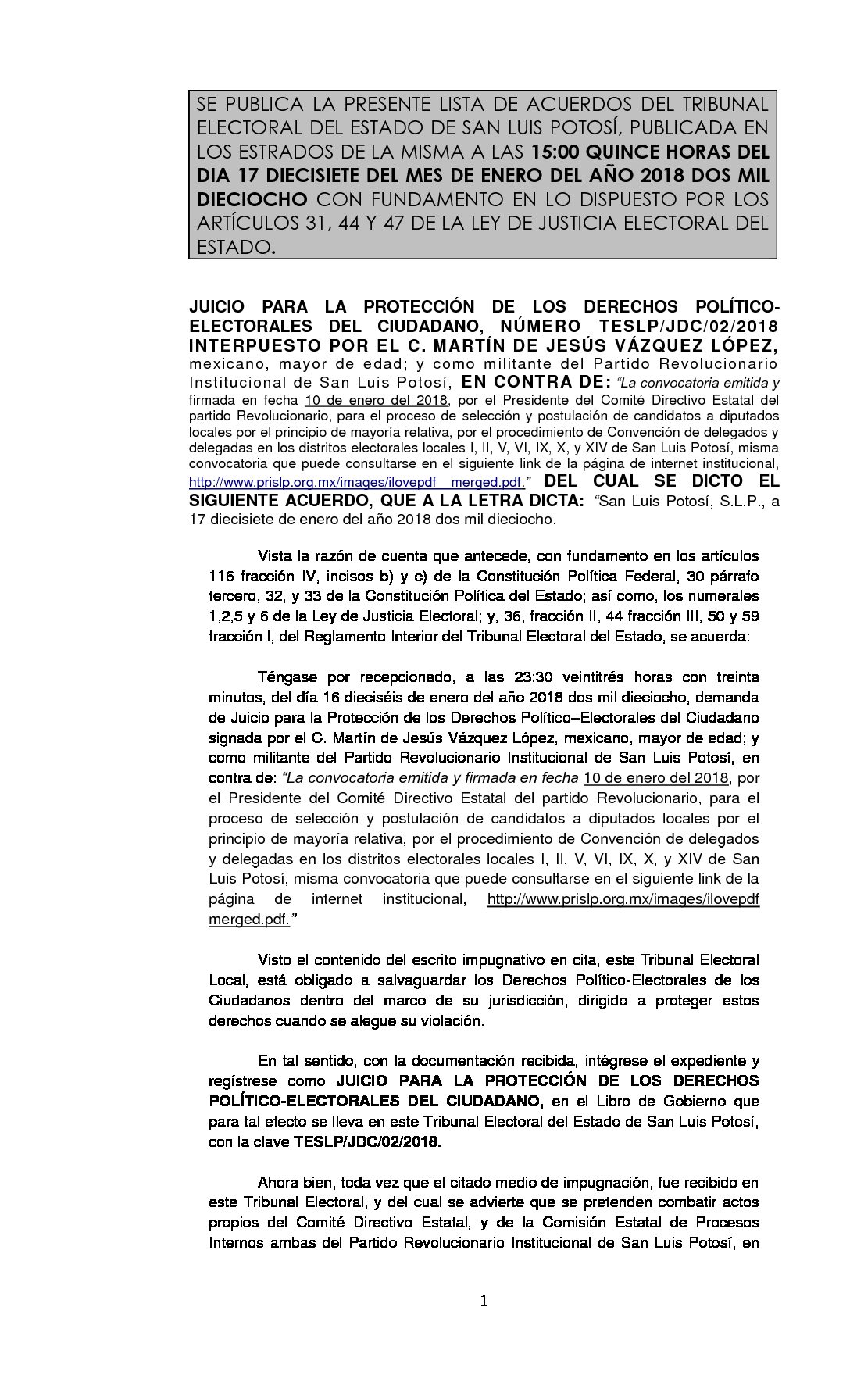 LISTA TESLP-JDC-02-2018 17-ENERO-2018 15-00 hrs