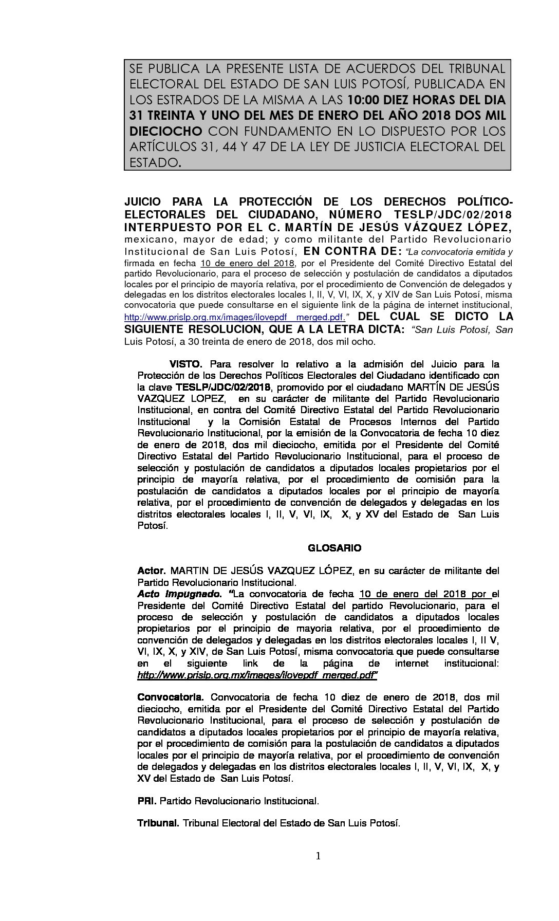 LISTA TESLP-JDC-02-2018 31-ENERO-2018 10-00 hrs