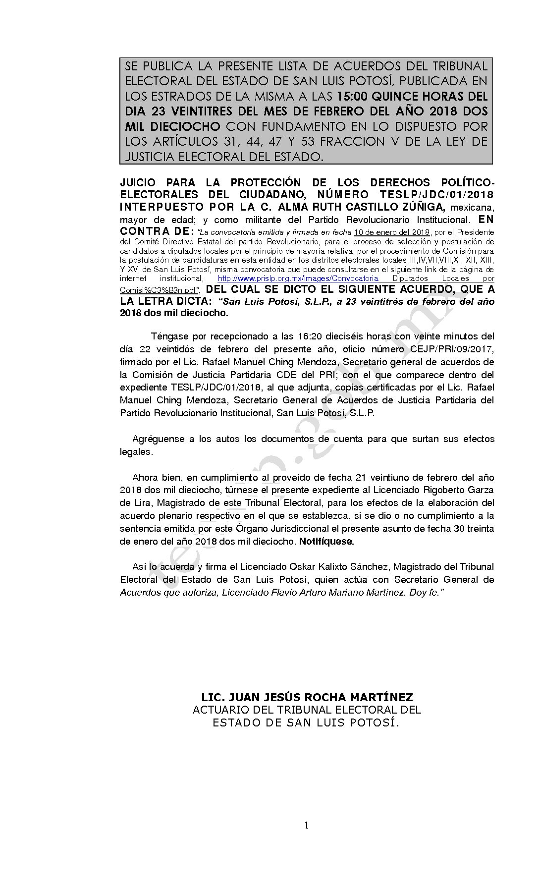 LISTA TESLP-JDC-01-2018 23-FEBRERO-2018 15-00 hrs