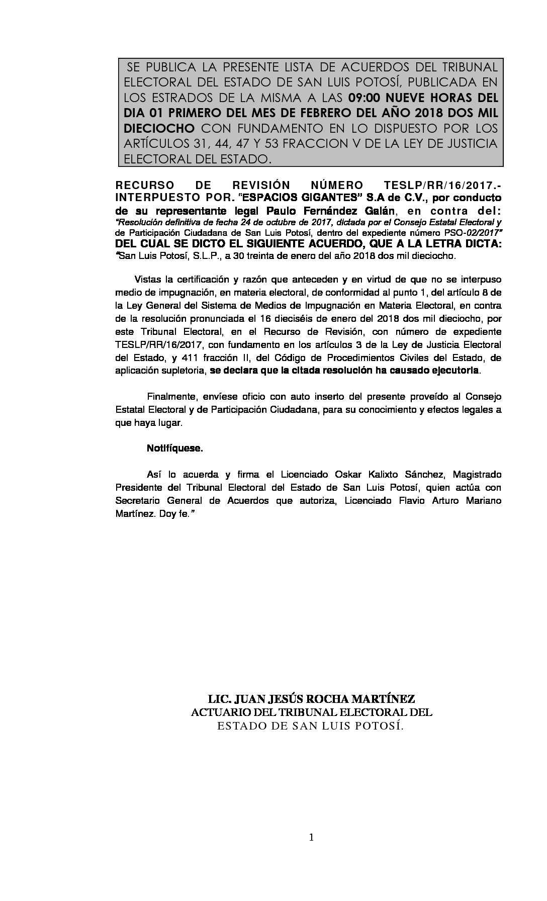 LISTA TESLP-RR-16-2017 01-FEBRERO-2018 09-00 hrs