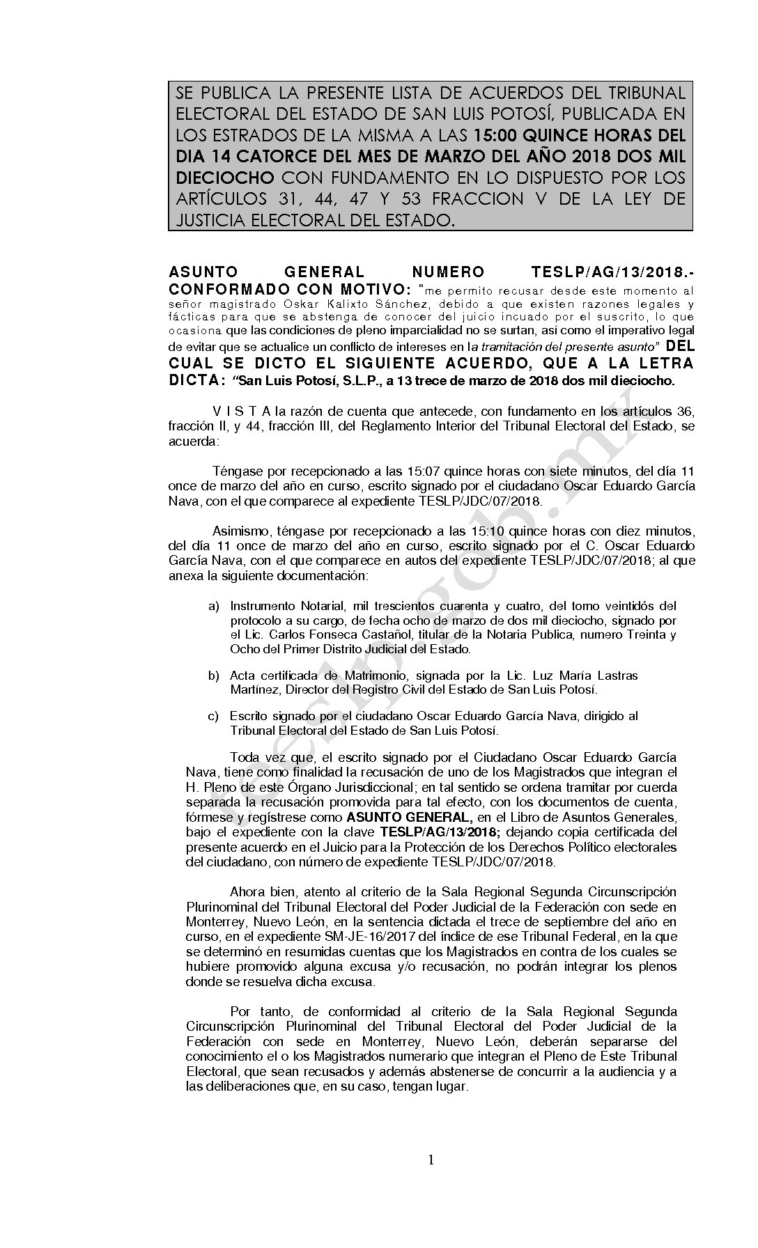 LISTA TESLP-AG-13-2018 14-MARZO-2018 15-00 hrs