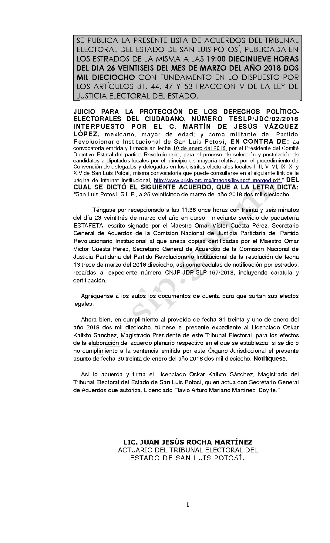 LISTA TESLP-JDC-02-2018 26-MARZO-2018 19-00 hrs