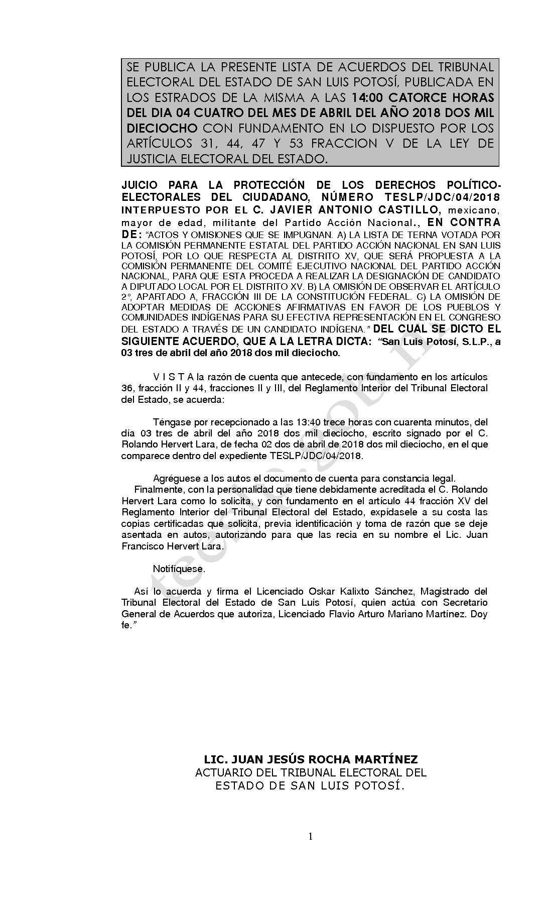 LISTA TESLP-JDC-04-2018 04-ABRIL-2018 14-00 hrs
