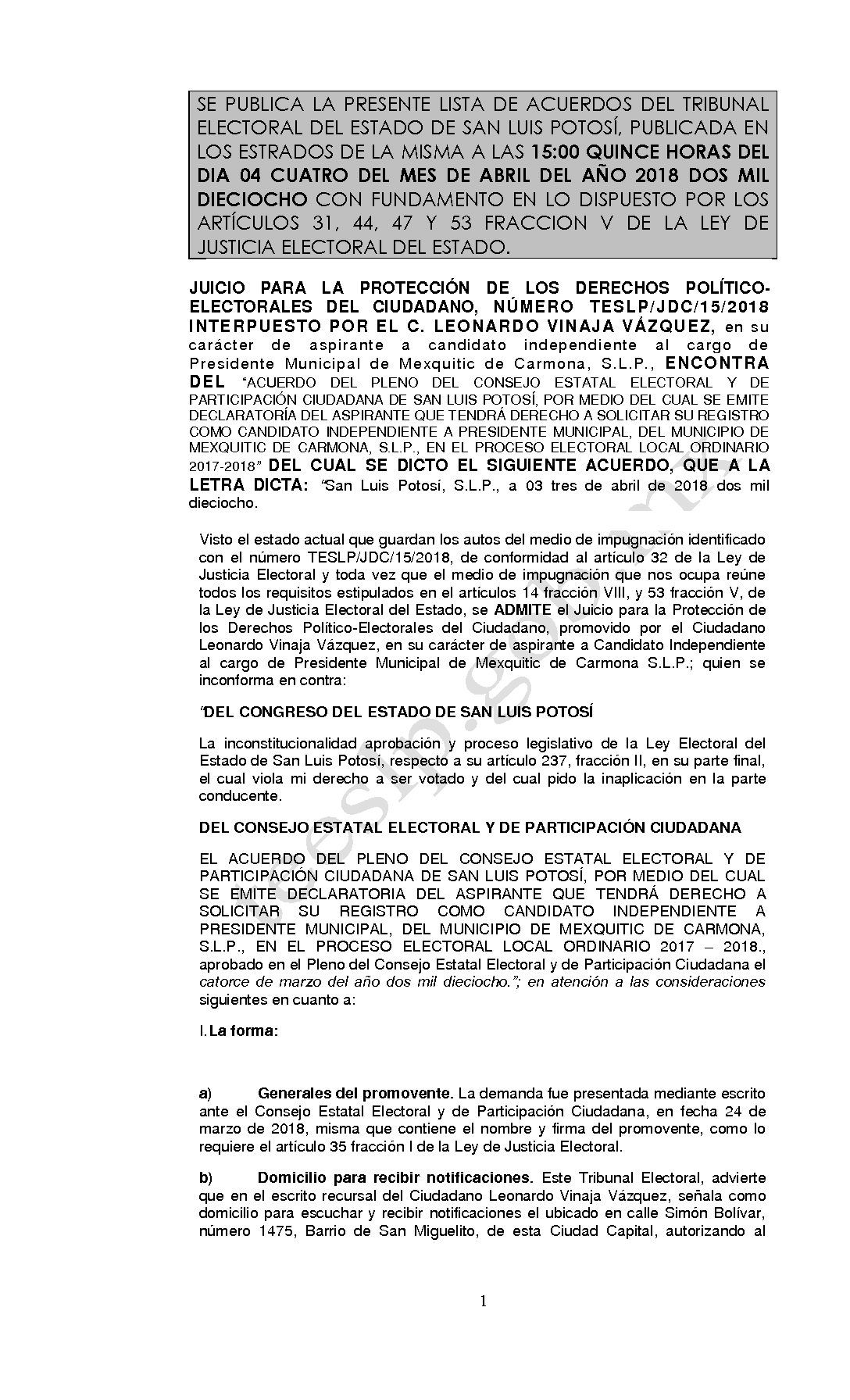 LISTA TESLP-JDC-15-2018 04-MARZO-2018 15-00 hrs