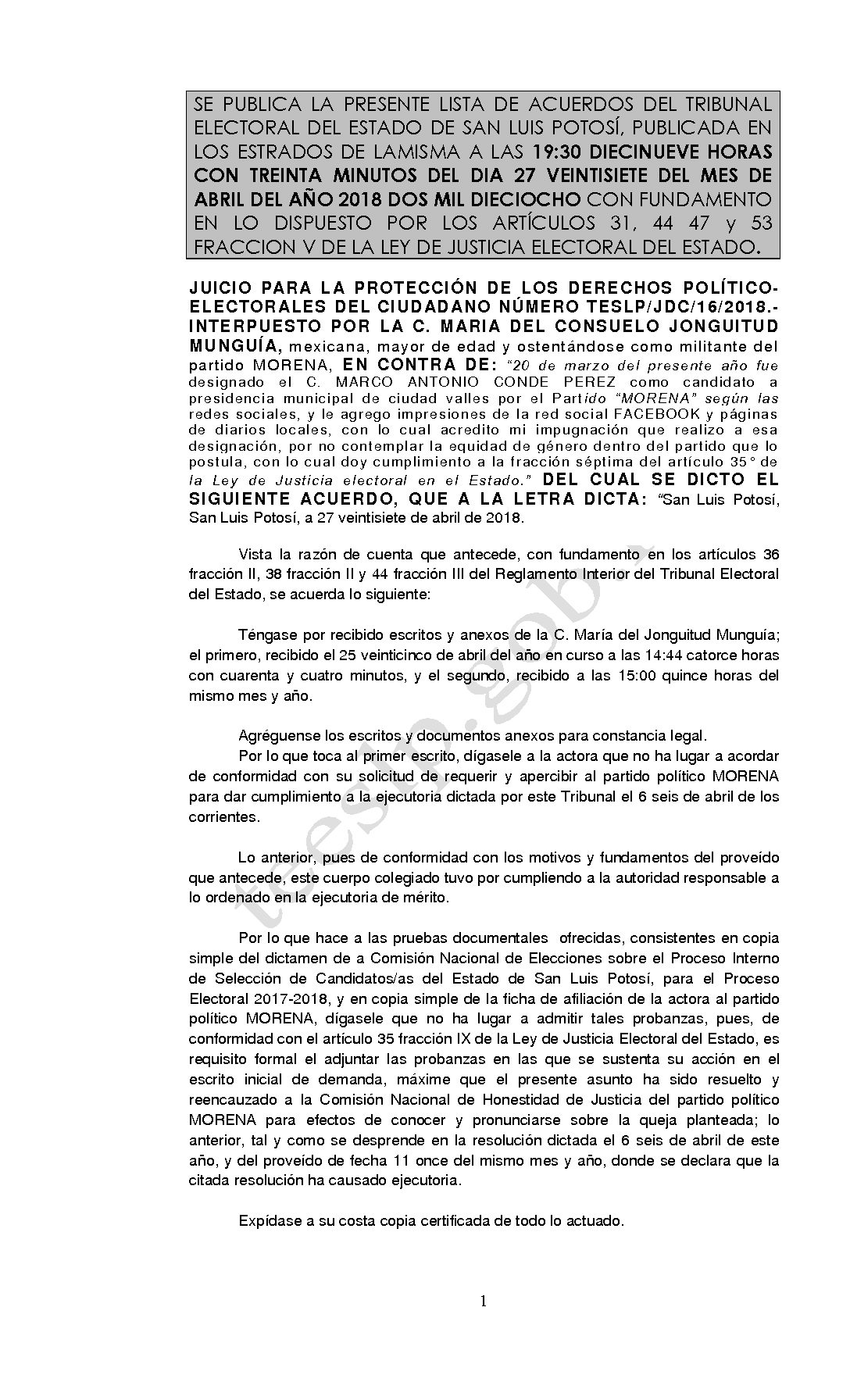 LISTA TESLP-JDC-16-2018 27-ABRIL-2018 19-30 hrs