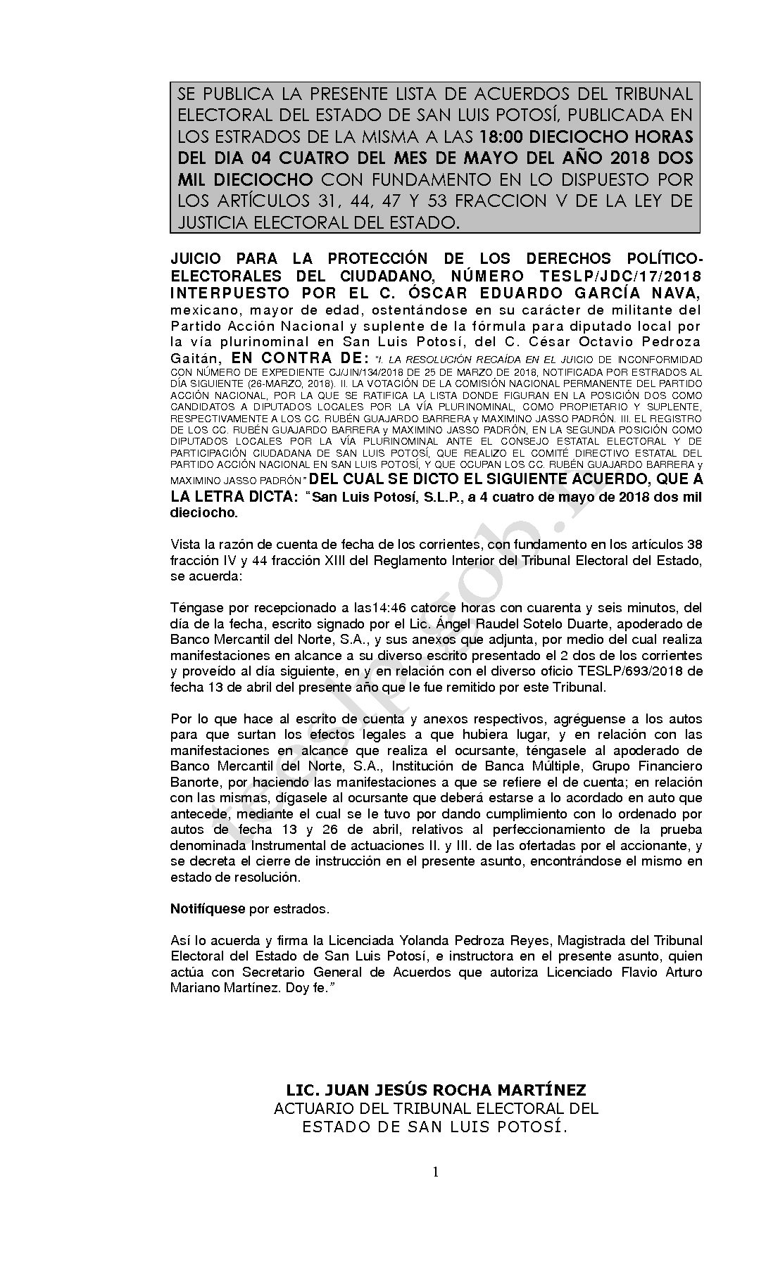LISTA TESLP-JDC-17-2018 04-MAYO-2018 18-00 hrs