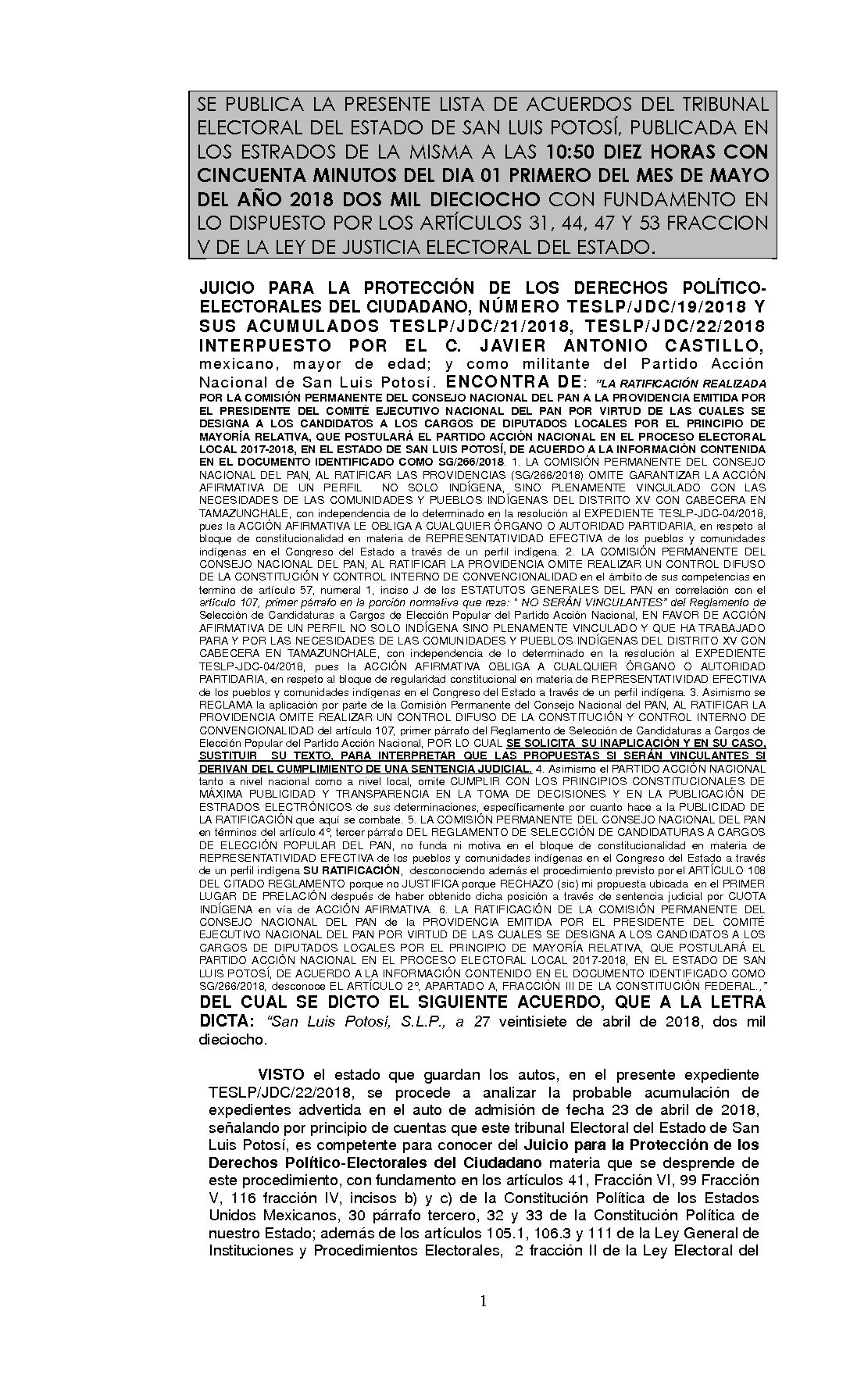 LISTA TESLP-JDC-19 y acumulados -2018 01-MAYO-2018 10-50 hrs