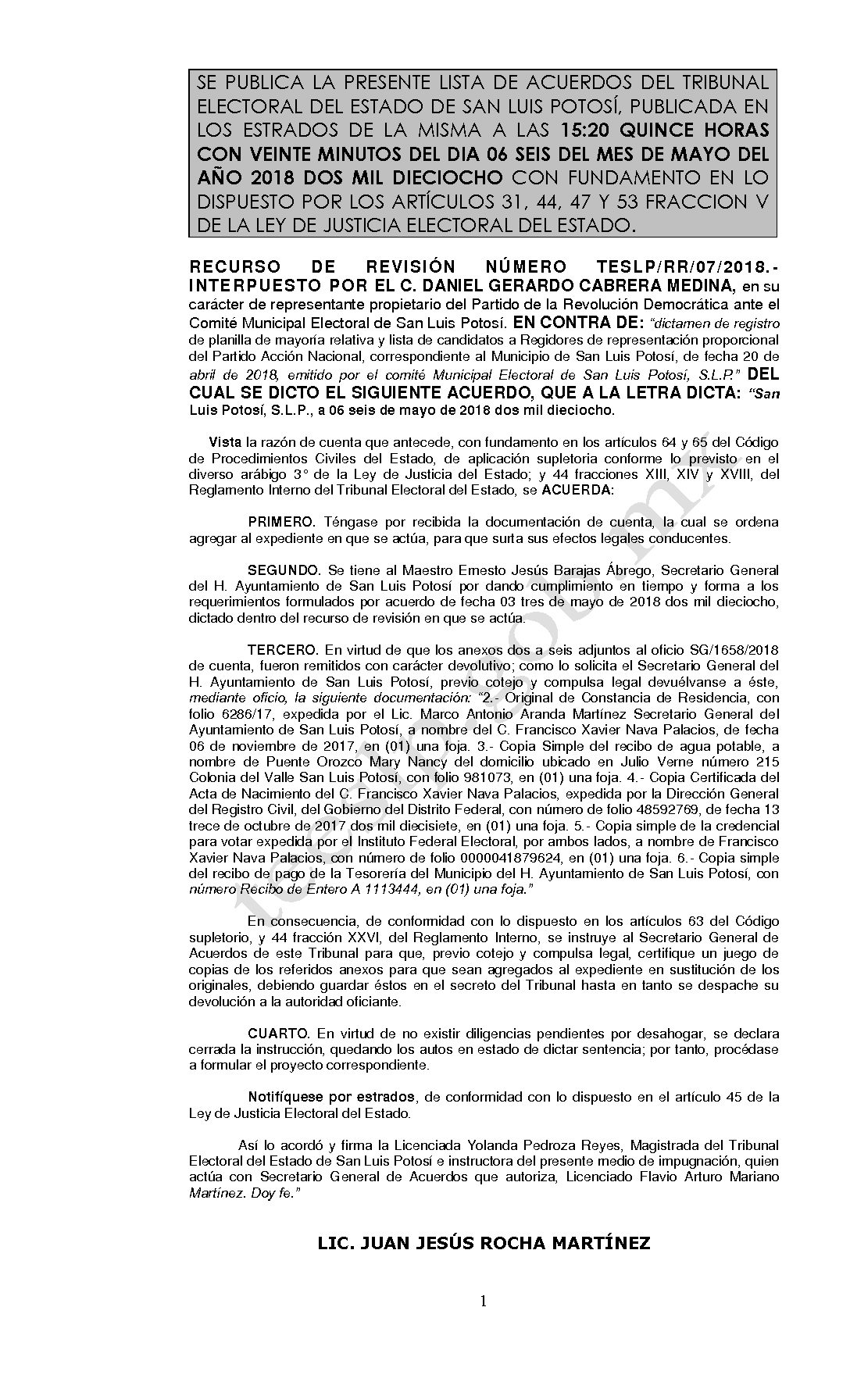 LISTA TESLP-RR-07-2018 06-MAYO-2018 15-20 hrs