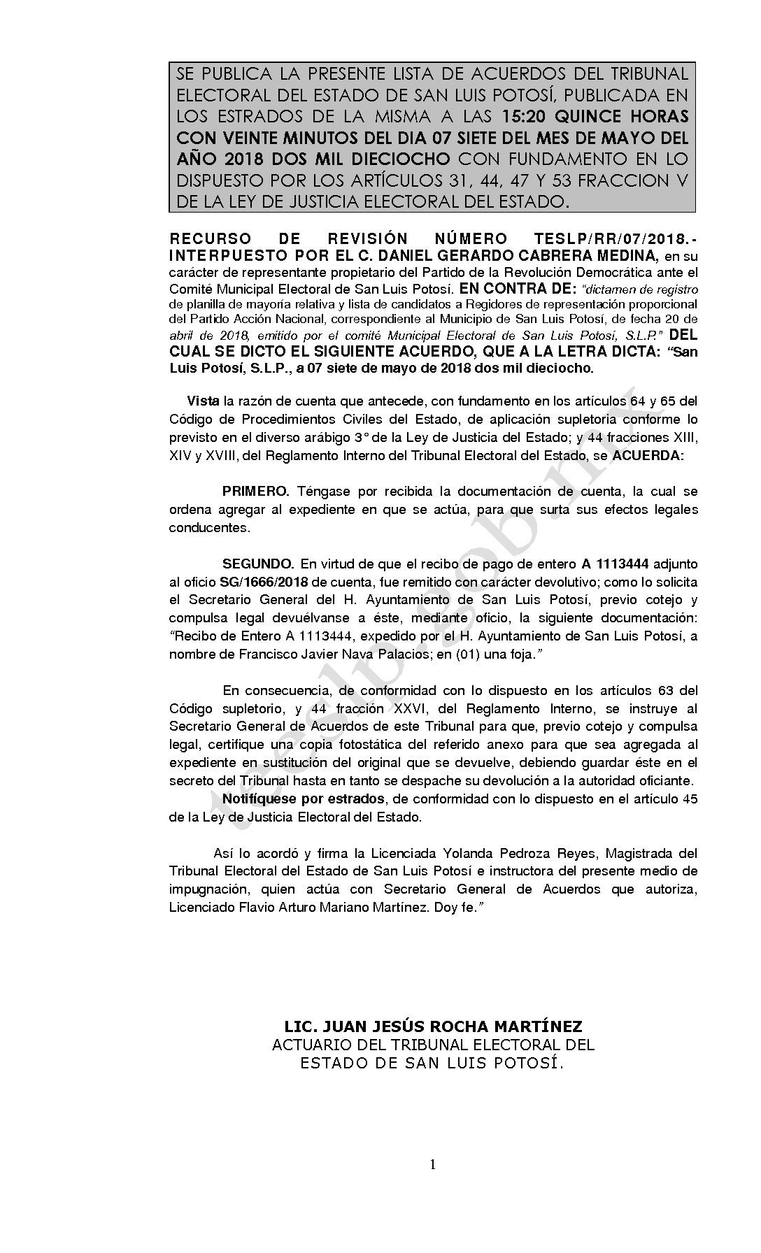 LISTA TESLP-RR-07-2018 07-MAYO-2018 15-20 hrs
