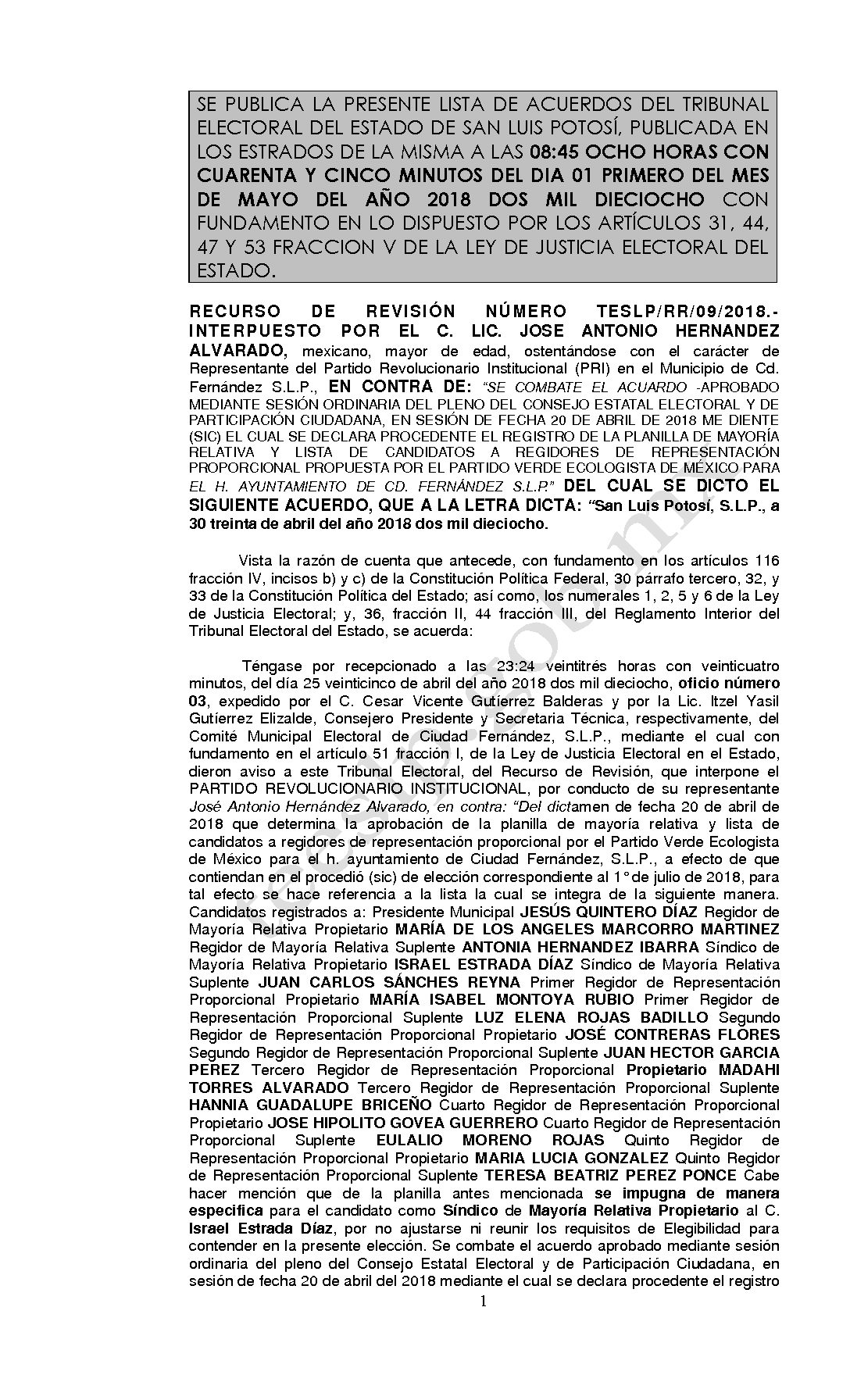 LISTA TESLP-RR-09-2018 01-MAYO-2018 08-45 hrs