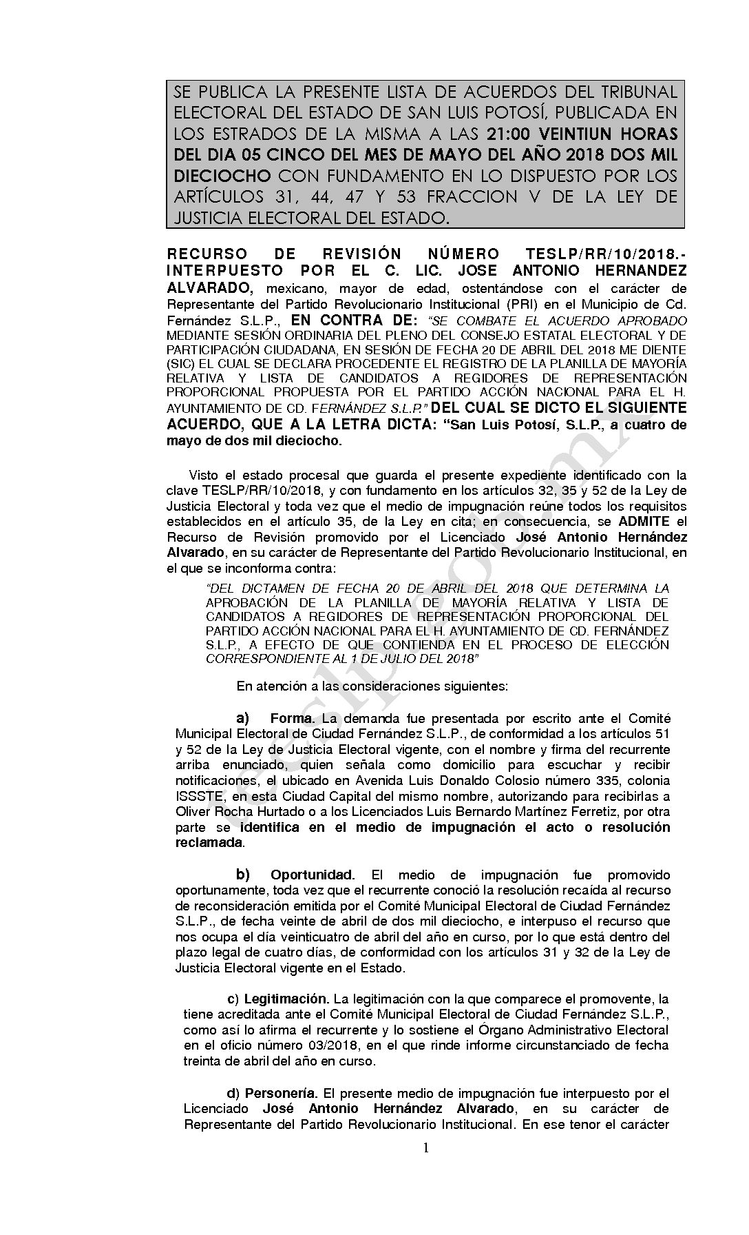 LISTA TESLP-RR-10-2018 05-MAYO-2018 21-00 hrs