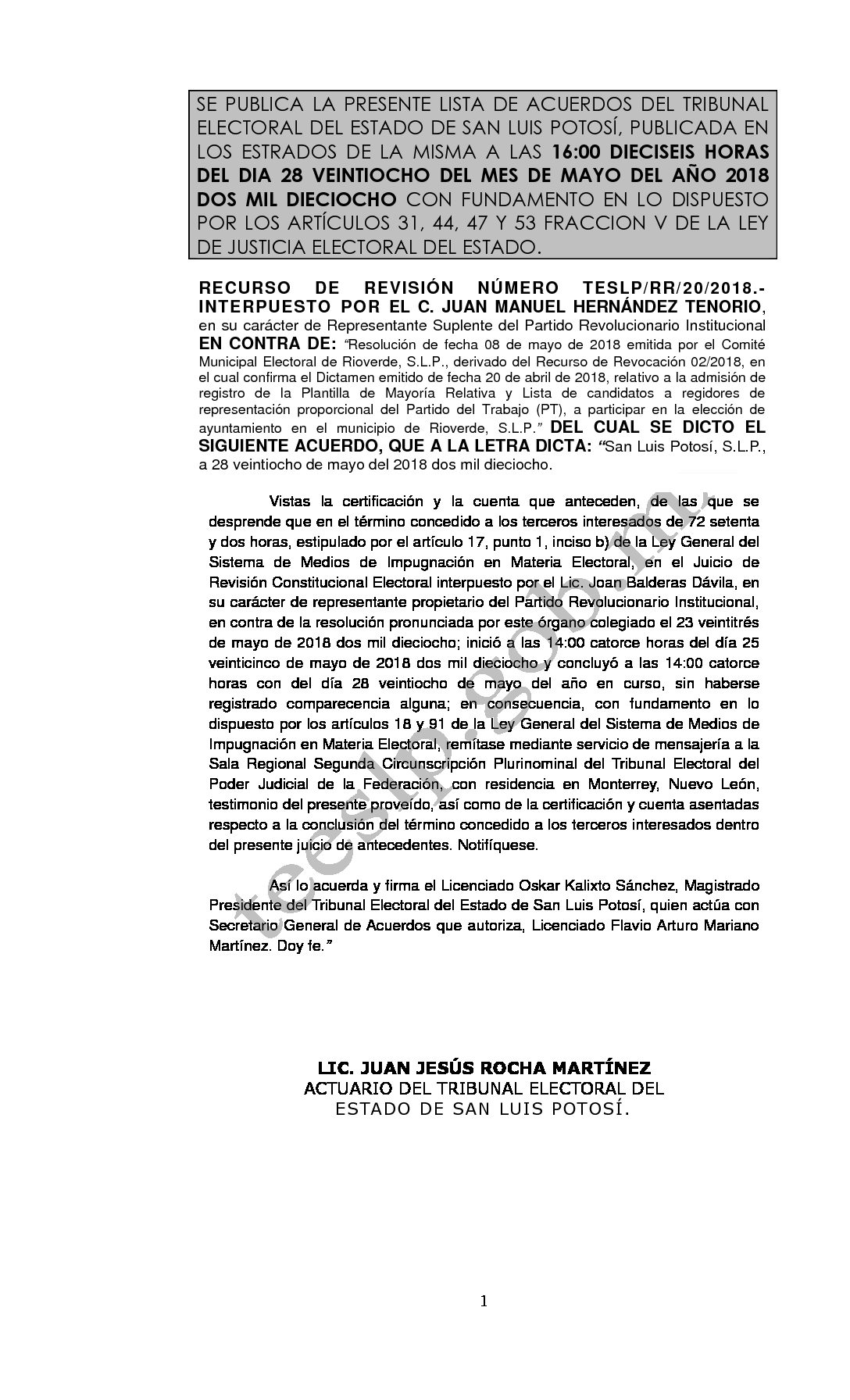 LISTA TESLP-RR-20-2018 28-MAYO-2018 16-00 hrs