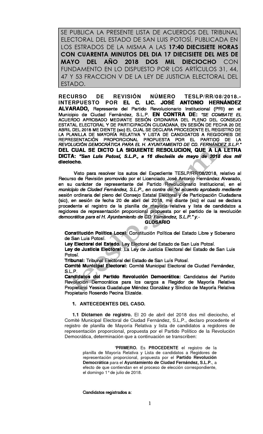 RESOLUCION LISTA TESLP-RR-08-2018 17-MAYO-2018 17-40 hrs