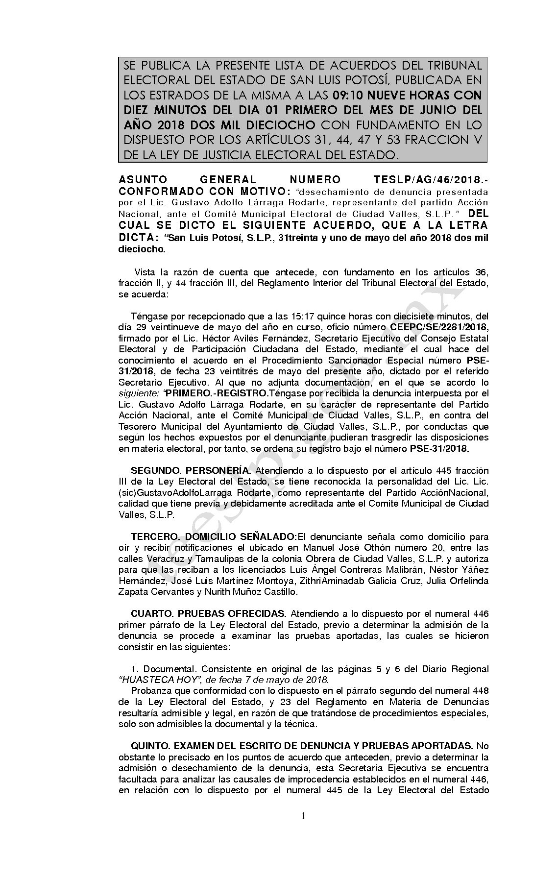 LISTA TESLP-AG-46-2018 01-JUNIO-2018 09-10 hrs