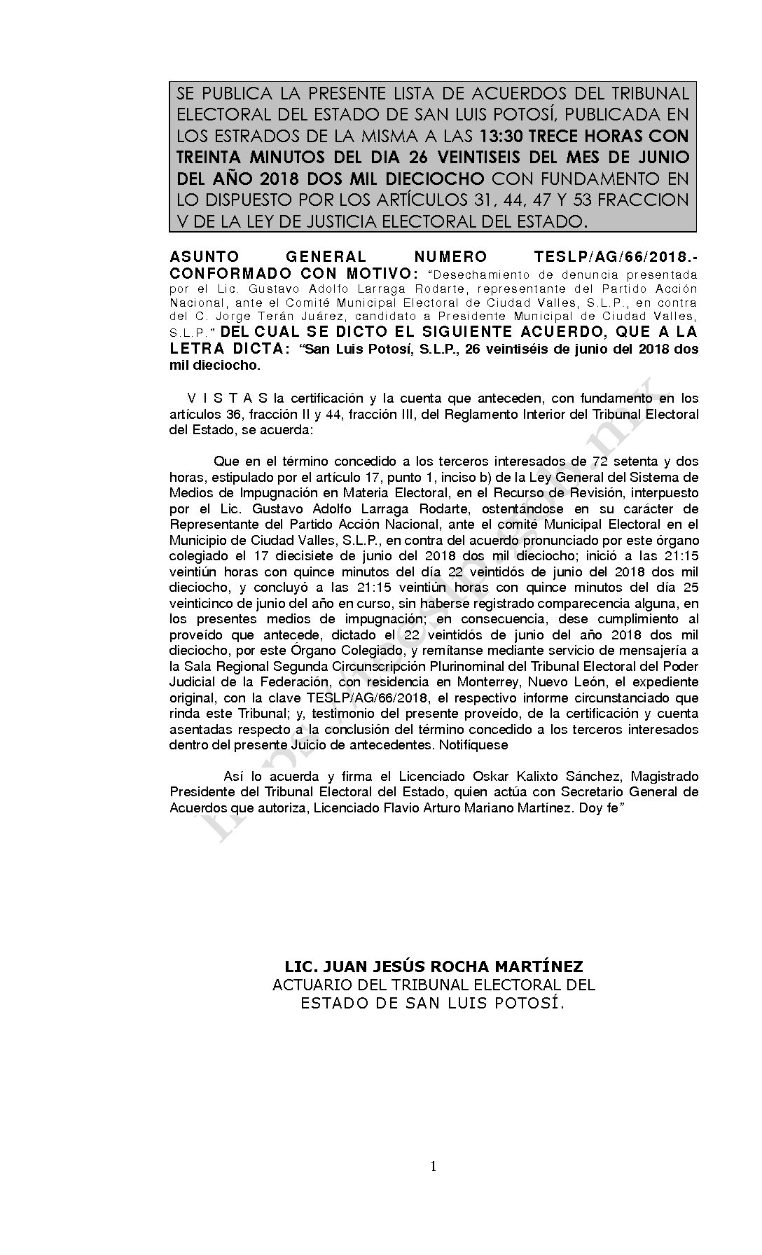 LISTA TESLP-AG-66-2018 26-JUNIO-2018 13-30 hrs