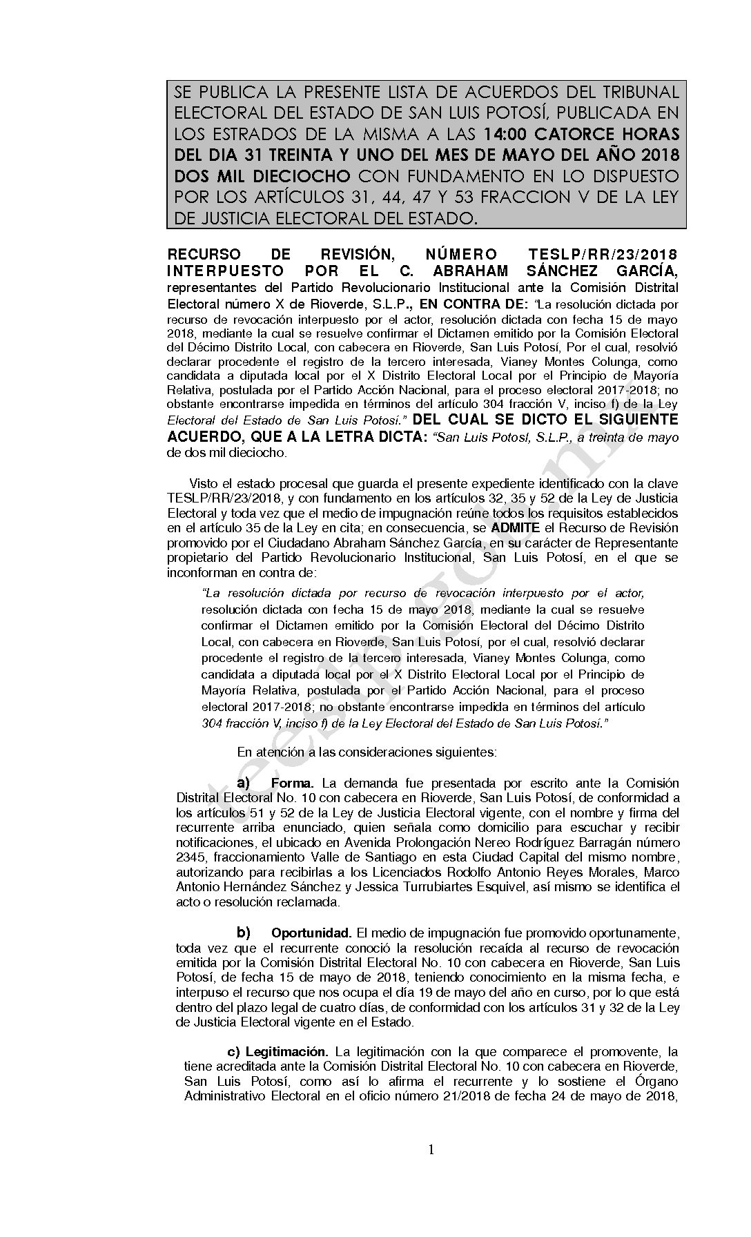 LISTA TESLP-RR-23-2018 31-MAYO-2018 14-00 hrs