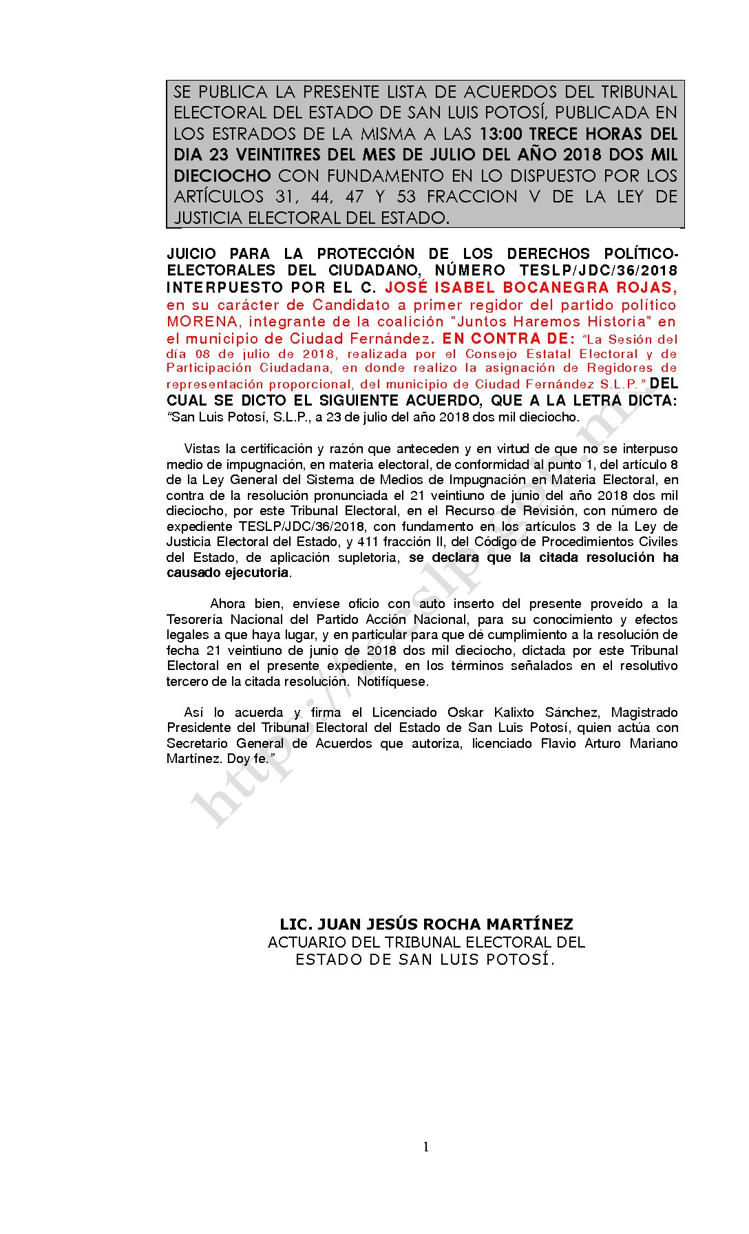 LISTA TESLP-JDC-36-2018 23-JULIO-2018 13-00 hrs