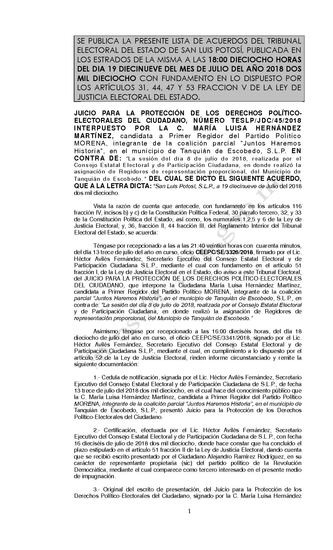 LISTA TESLP-JDC-45-2018 19-JULIO-2018 18-00 hrs