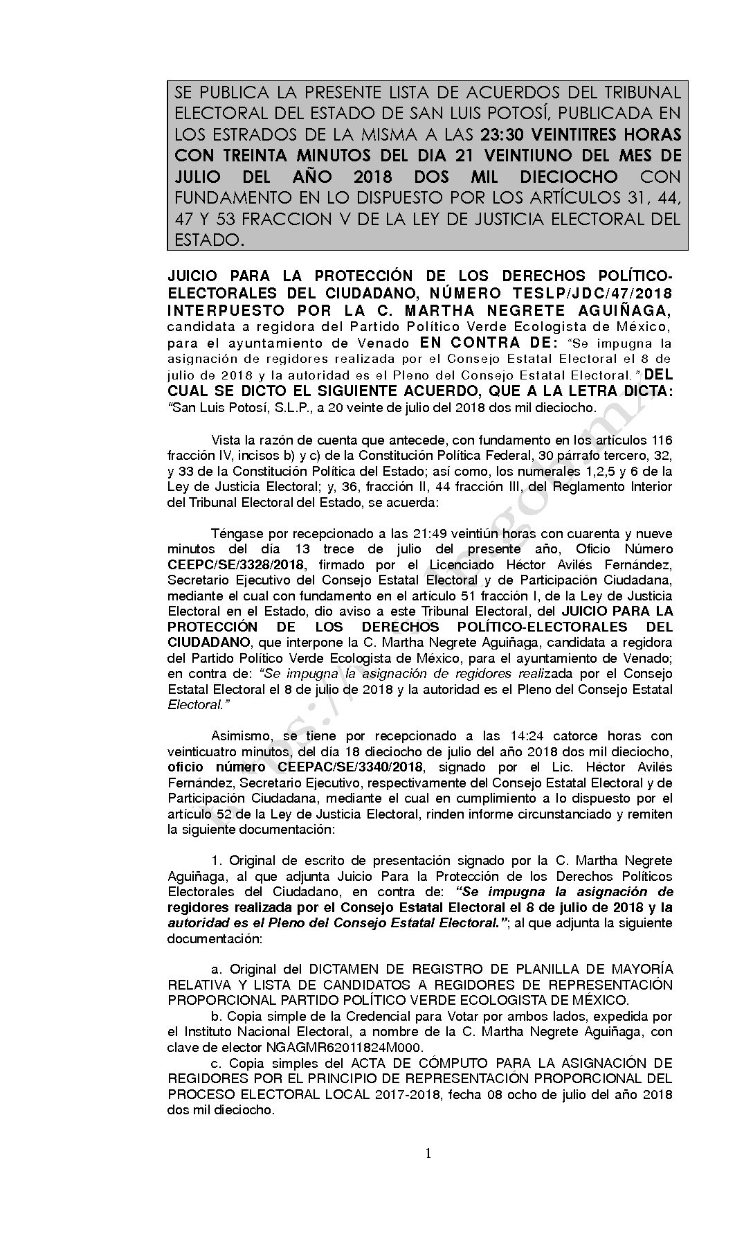 LISTA TESLP-JDC-47-2018 21-JULIO-2018 23-30 hrs
