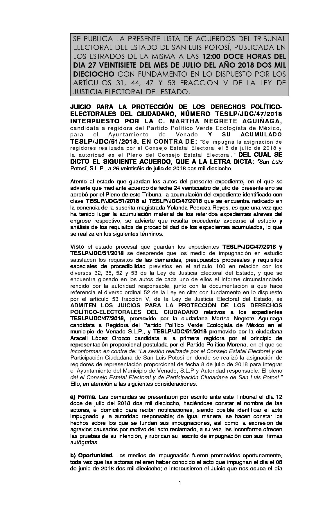 LISTA TESLP-JDC-47 Y SU ACUMULADO JDC-51-2018 27-JULIO-2018 12-00 hrs