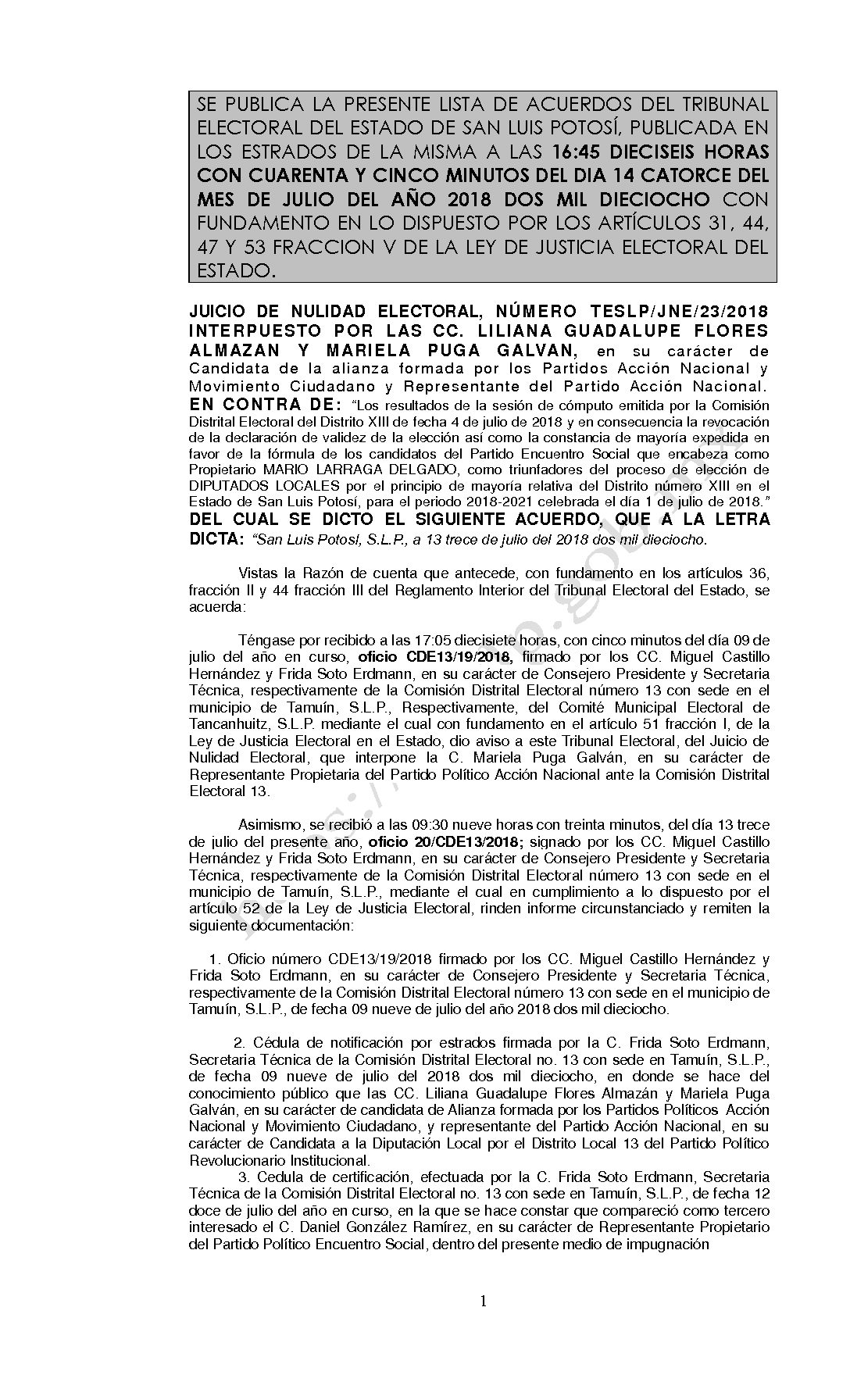 LISTA TESLP-JNE-23-2018 14-JULIO-2018 16-45 hrs