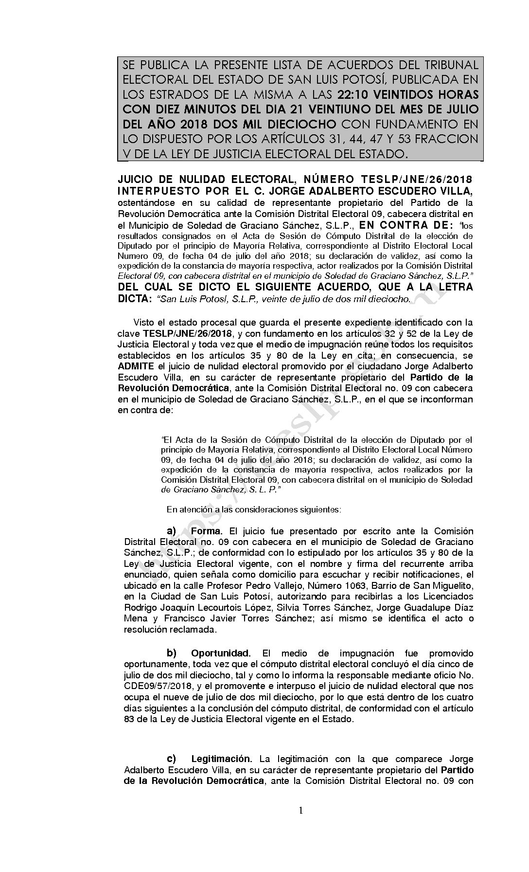 LISTA TESLP-JNE-26-2018 21-JULIO-2018 22-10 hrs