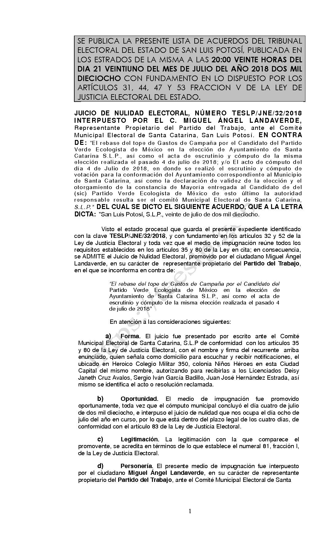 LISTA TESLP-JNE-32-2018 21-JULIO-2018 20-00 hrs