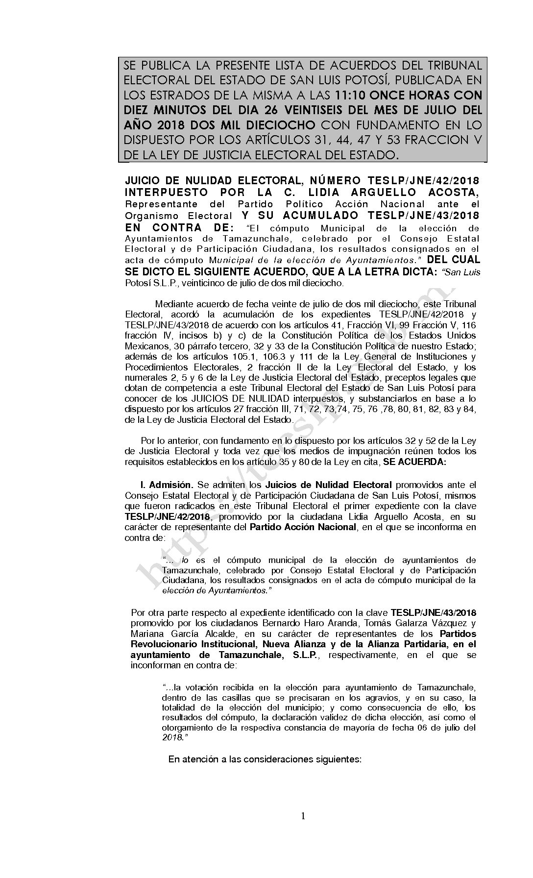 LISTA TESLP-JNE-42-Y ACUMULADO 2018 26-JULIO-2018 11-10 hrs
