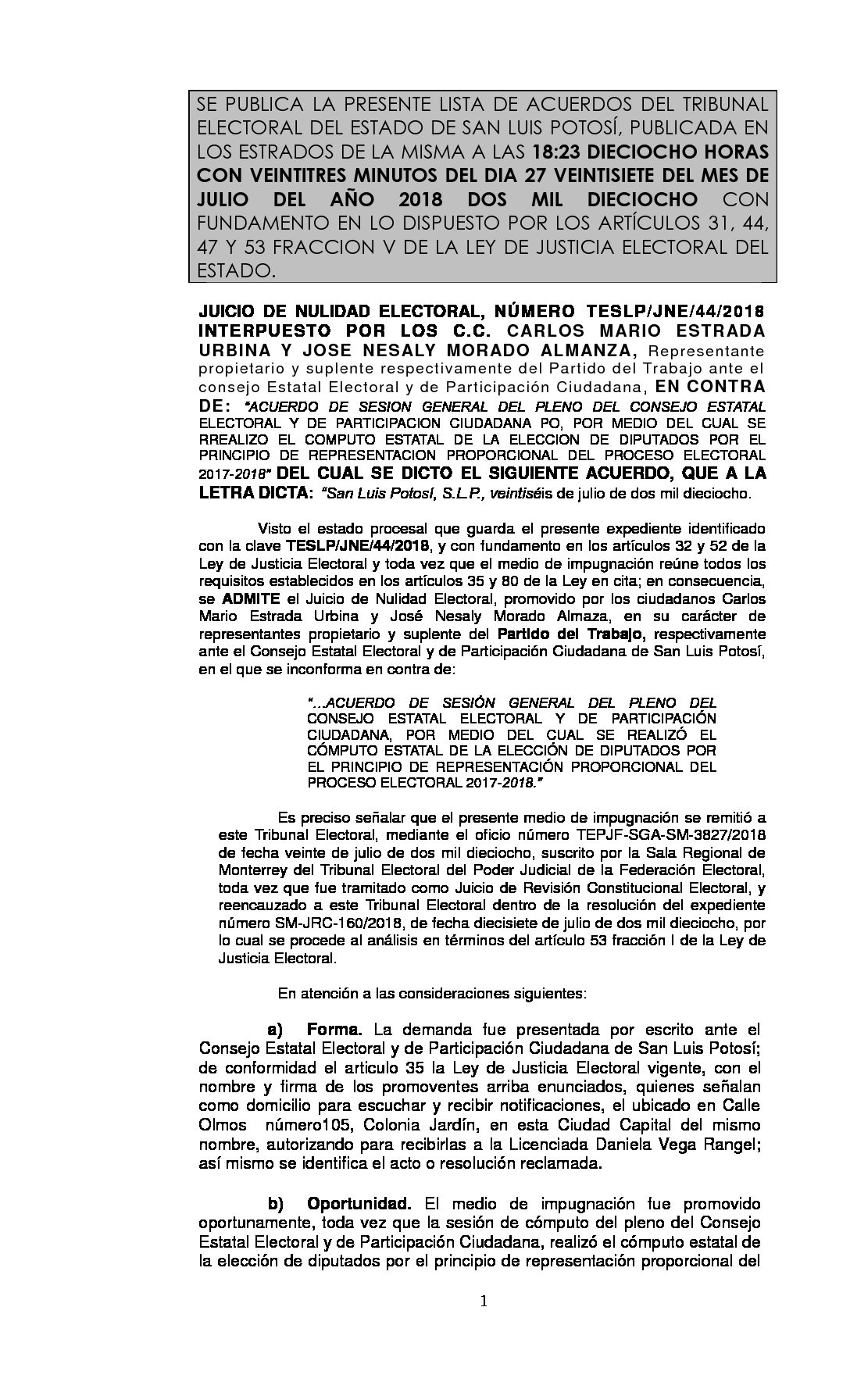 LISTA TESLP-JNE-44-2018 27-JULIO-2018 18-23 hrs