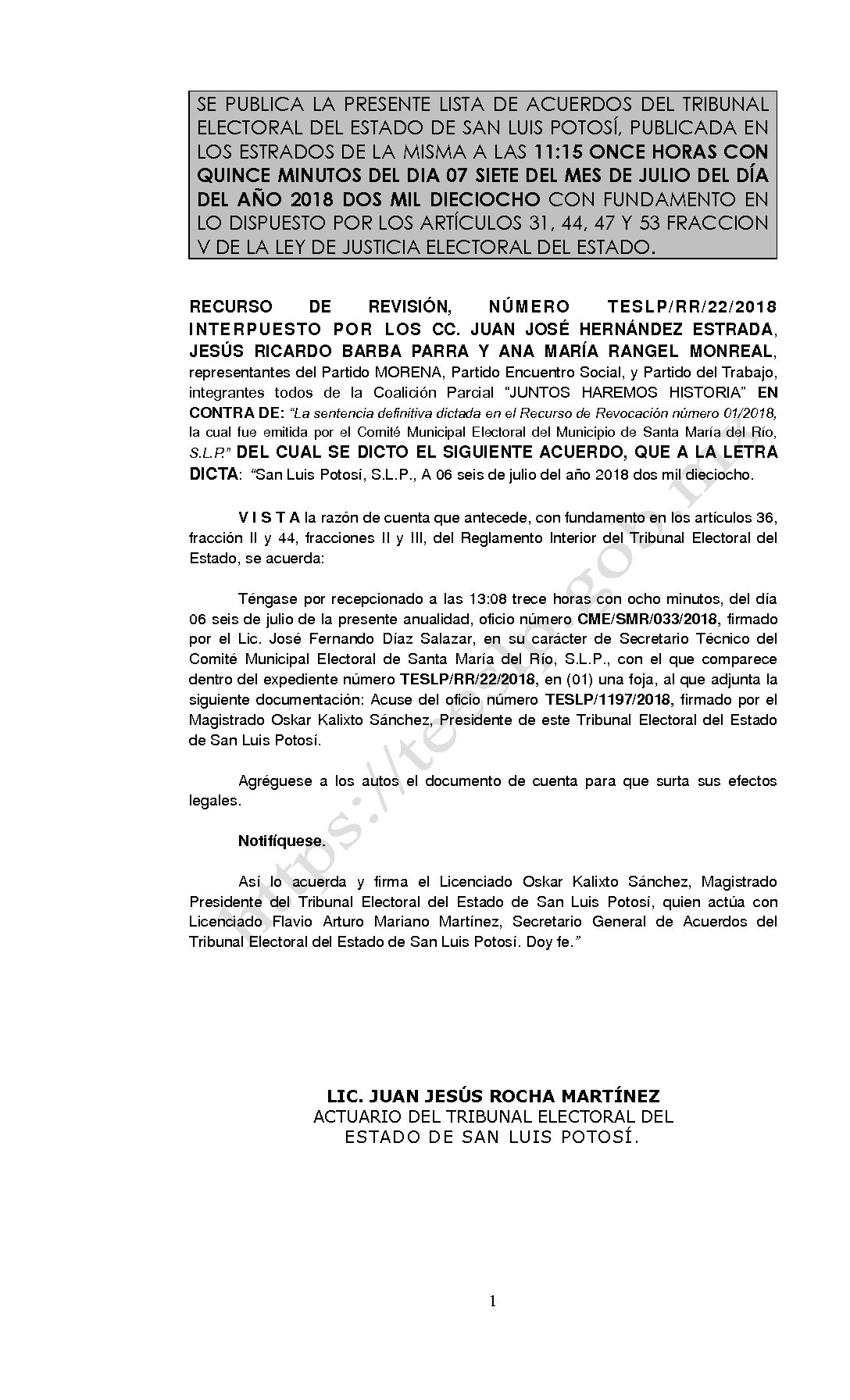 LISTA TESLP-RR-22-2018 07-JULIO-2018 11-15 hrs