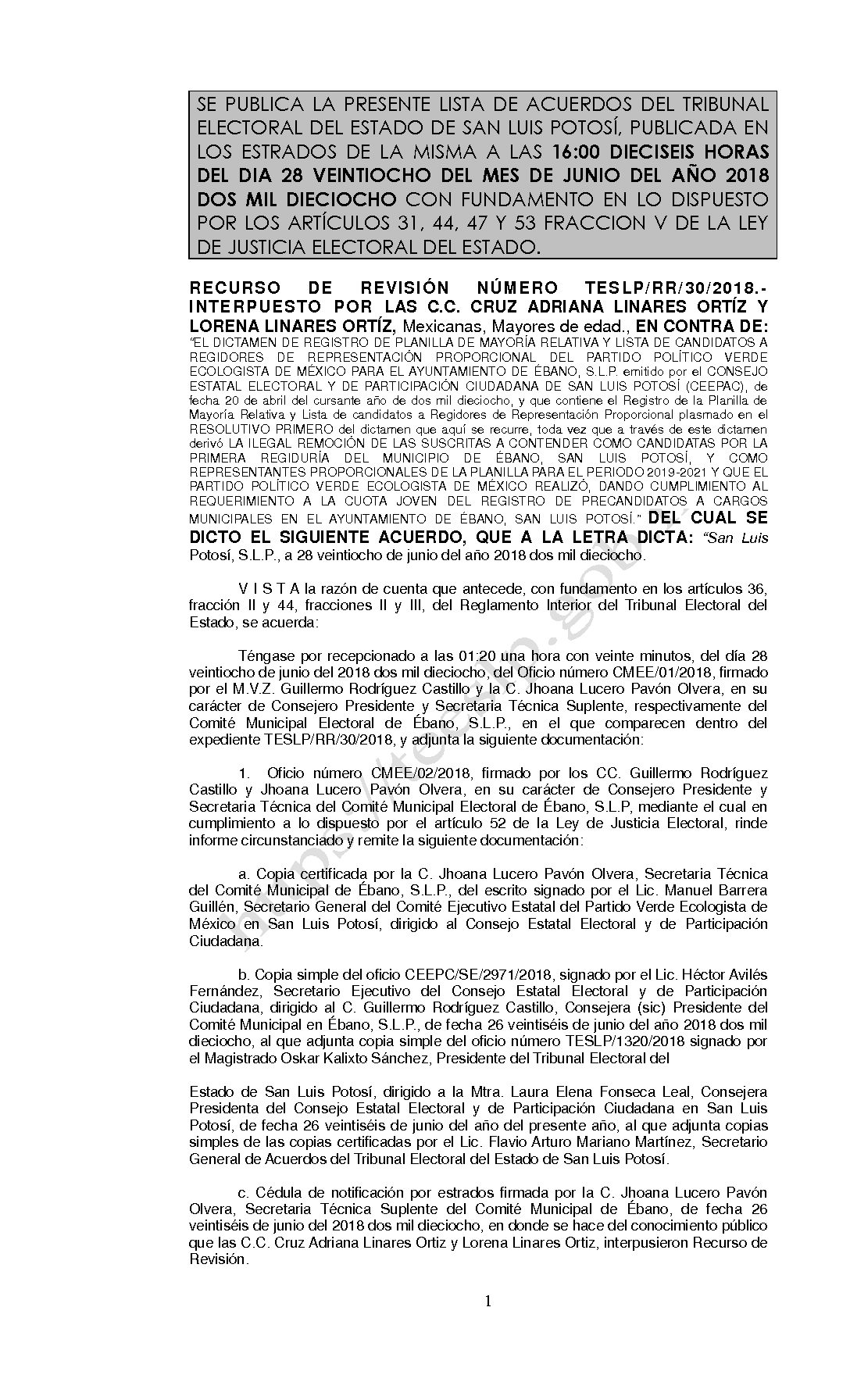 LISTA TESLP-RR-30-2018 28-JUNIO-2018 16-00 hrs