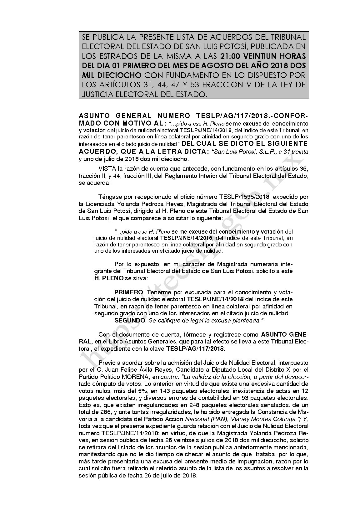 LISTA ASUNTO GENERAL AG-117-2018 01-agosto-2018 21-00 hrs