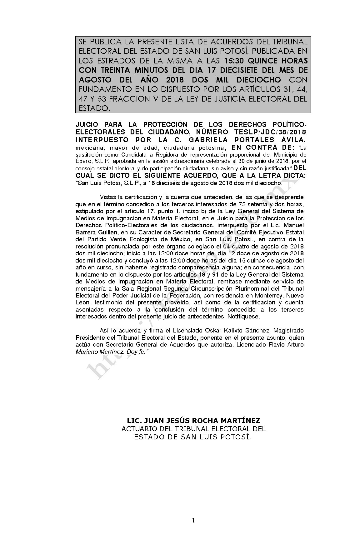 LISTA TESLP-JDC-38-2018 17-AGOSTO-2018 15-30 hrs