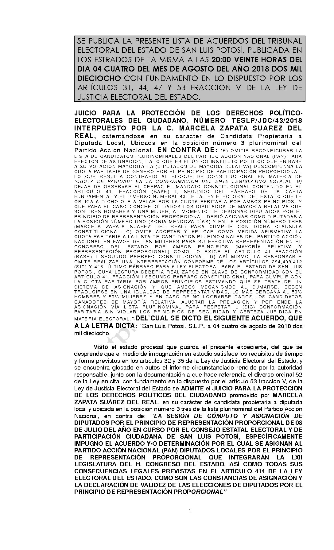 LISTA TESLP-JDC-43-2018 04-AGOSTO-2018 20-00 hrs