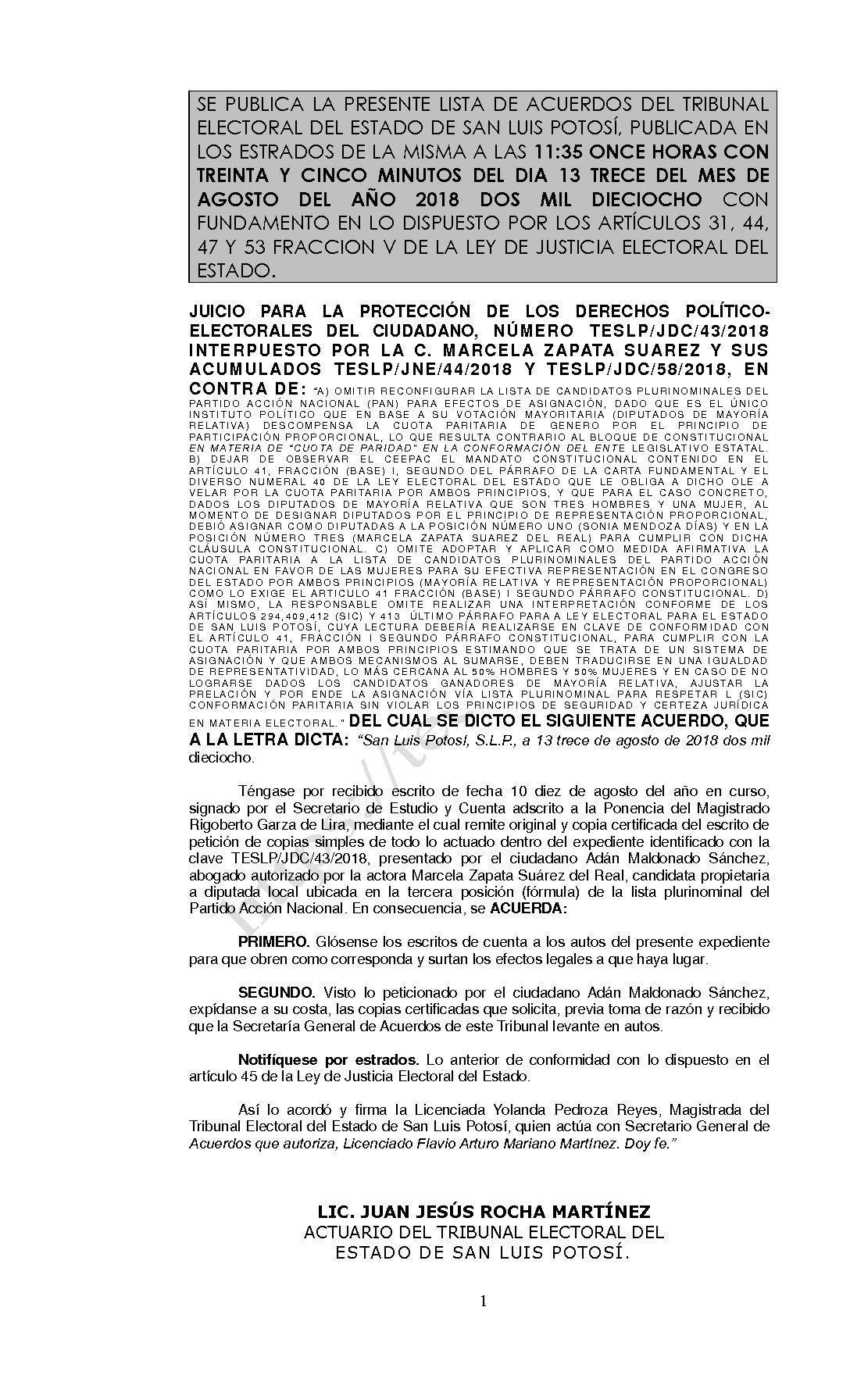 LISTA TESLP-JDC-43 Y ACUMULADOS -2018 13-AGOSTO-2018 11-35 hrs