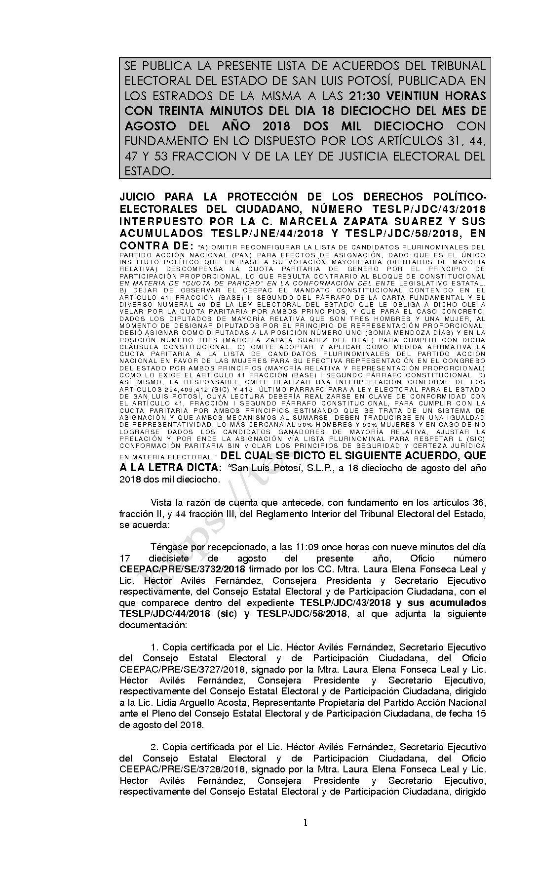 LISTA TESLP-JDC-43 Y ACUMULADOS -2018 18-AGOSTO-2018 21-30 hrs