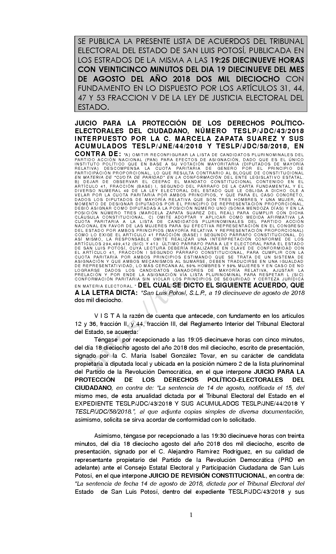 LISTA TESLP-JDC-43 Y ACUMULADOS -2018 19-AGOSTO-2018 19-25 hrs