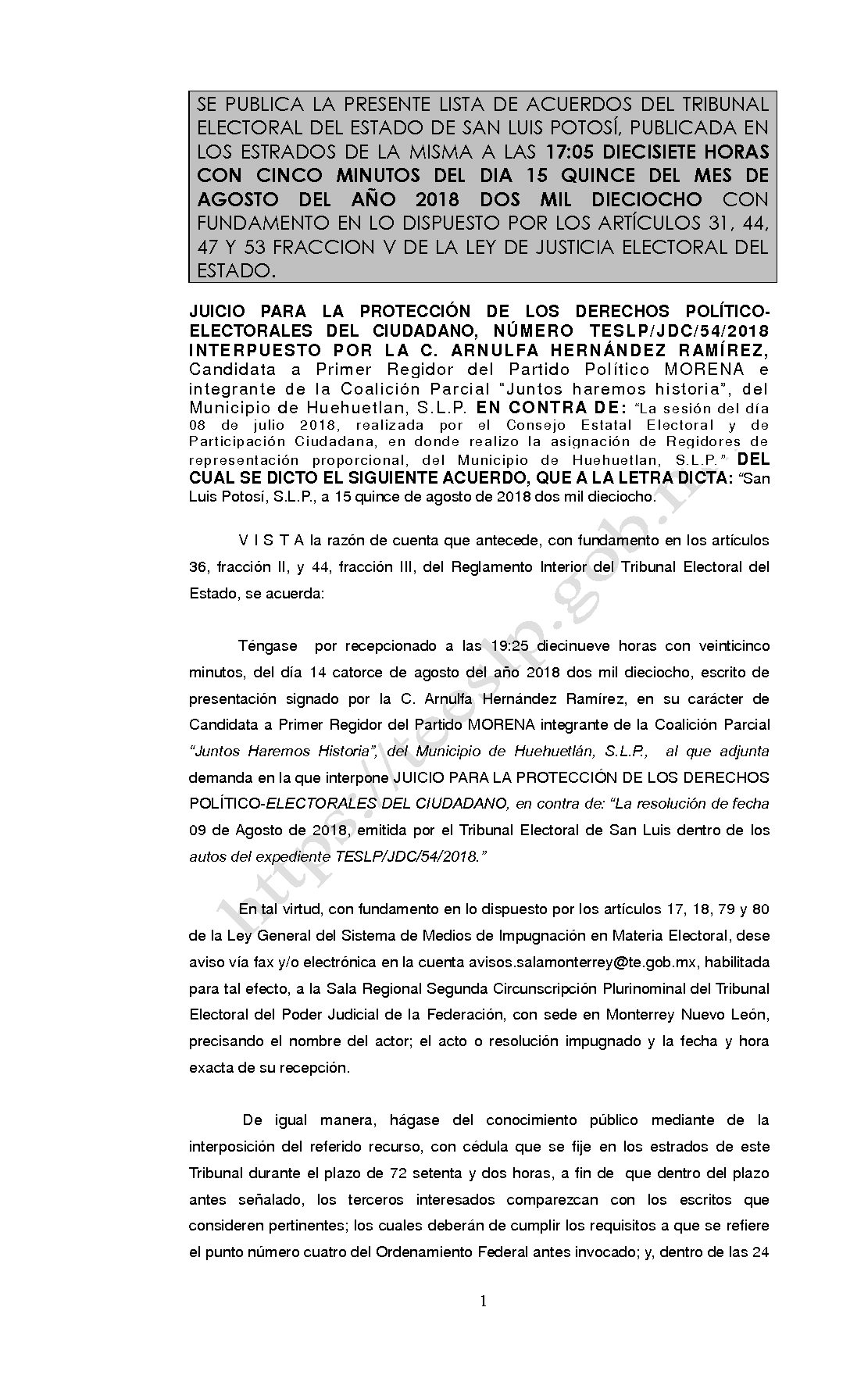 LISTA TESLP-JDC-54-2018 15-AGOSTO-2018 17-05 hrs