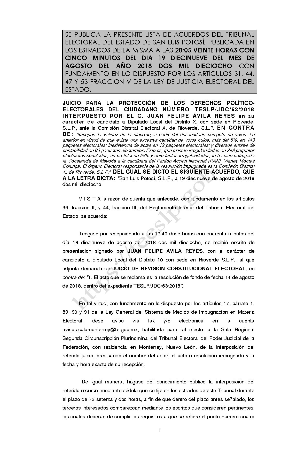 LISTA TESLP-JDC-63-2018 19-AGOSTO-2018 20-05 hrs