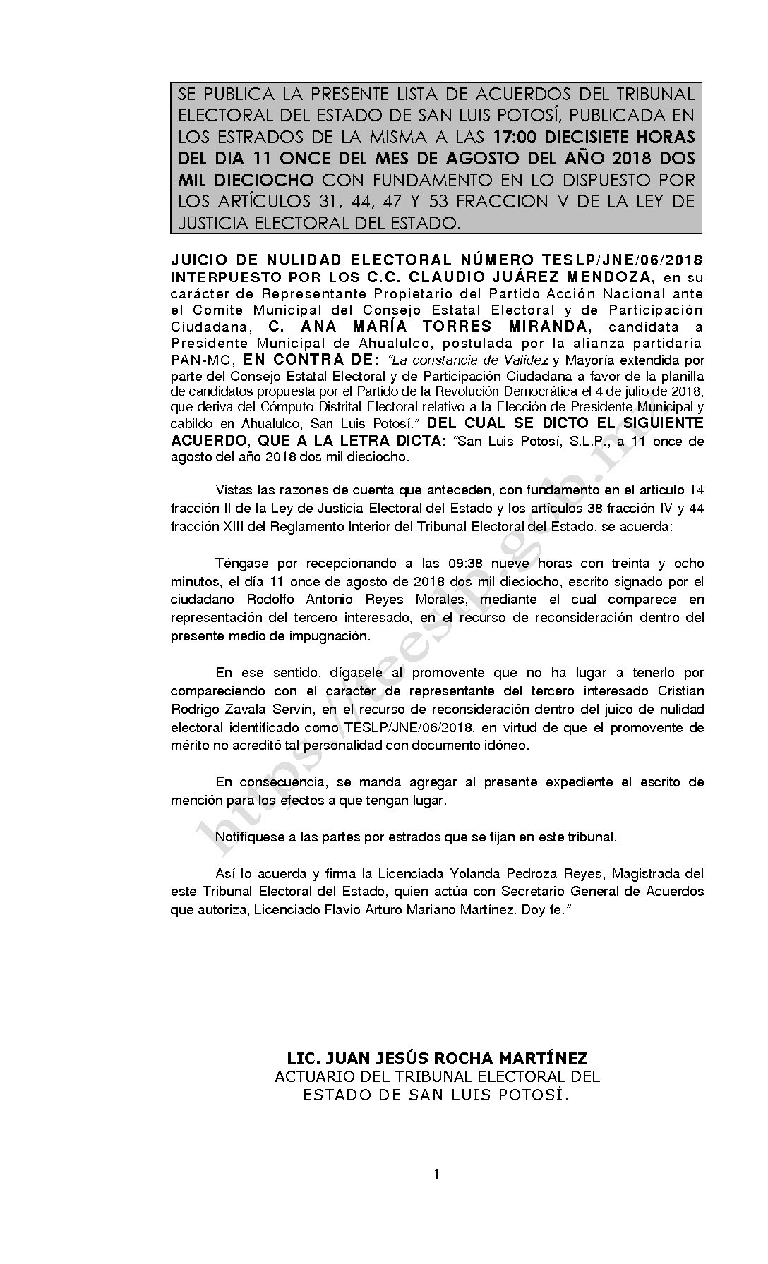 LISTA TESLP-JNE-06-2018 11-AGOSTO-2018 17-00 hrs