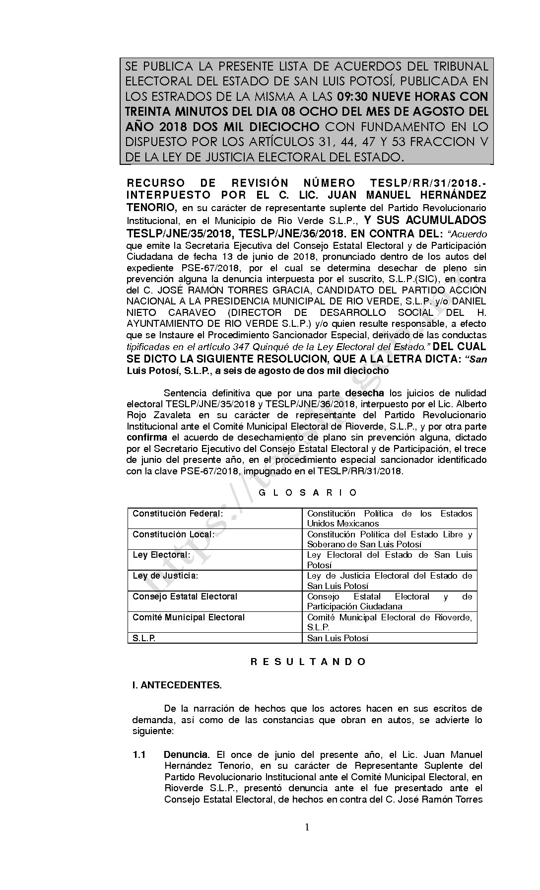 LISTA TESLP-RR-31-2018 Y ACUMULADOS JNE-35,36-2018 08-AGOSTO-2018 09-30 hrs