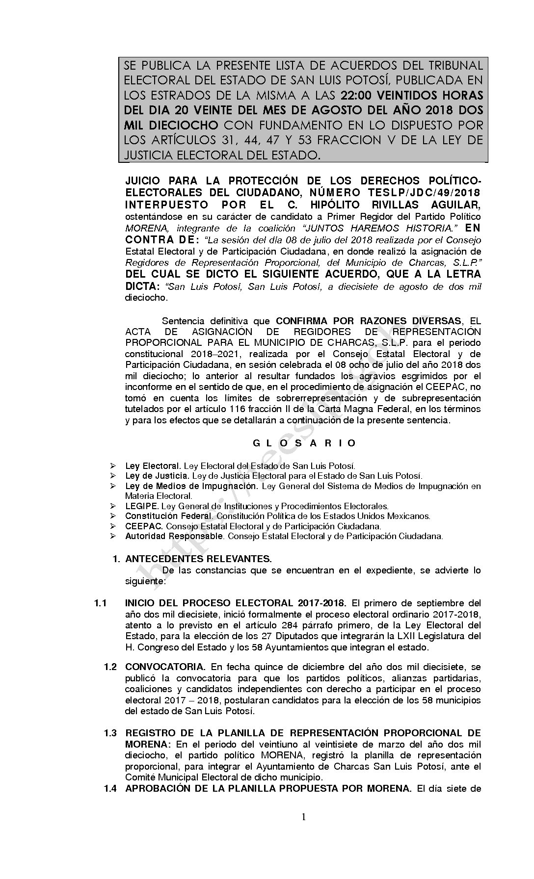 RESOLUCION LISTA TESLP-JDC-49-2018 20-AGOSTO-2018 22-00 hrs