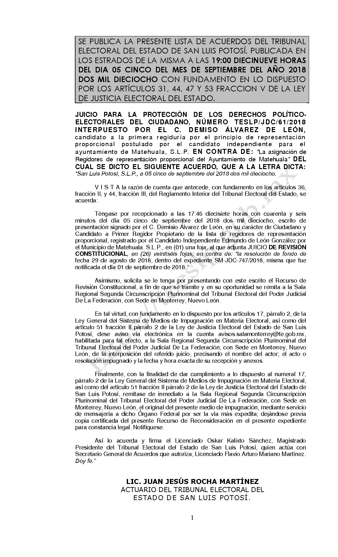 LISTA TESLP-JDC-61-2018 05-SEPTIEMBRE-2018 19-00 hrs