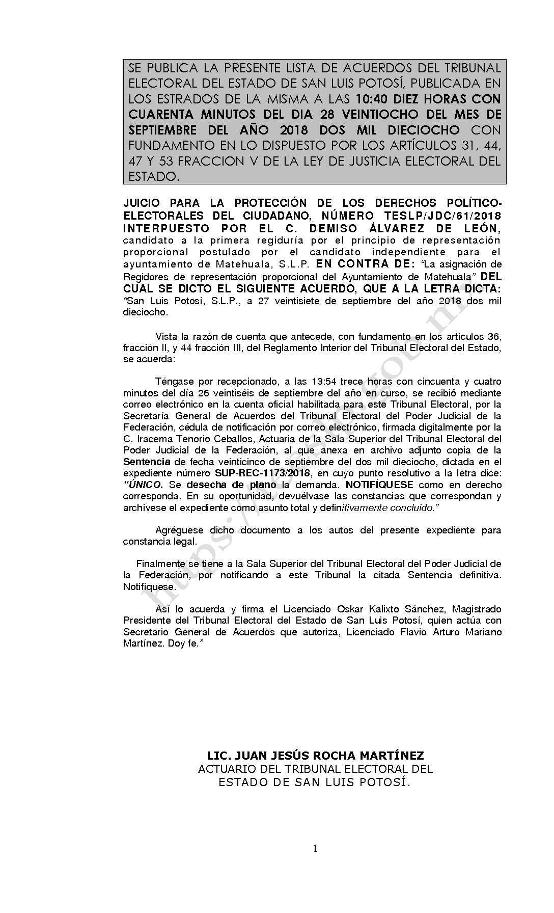 LISTA TESLP-JDC-61-2018 28-SEPTIEMBRE-2018 10-40 hrs