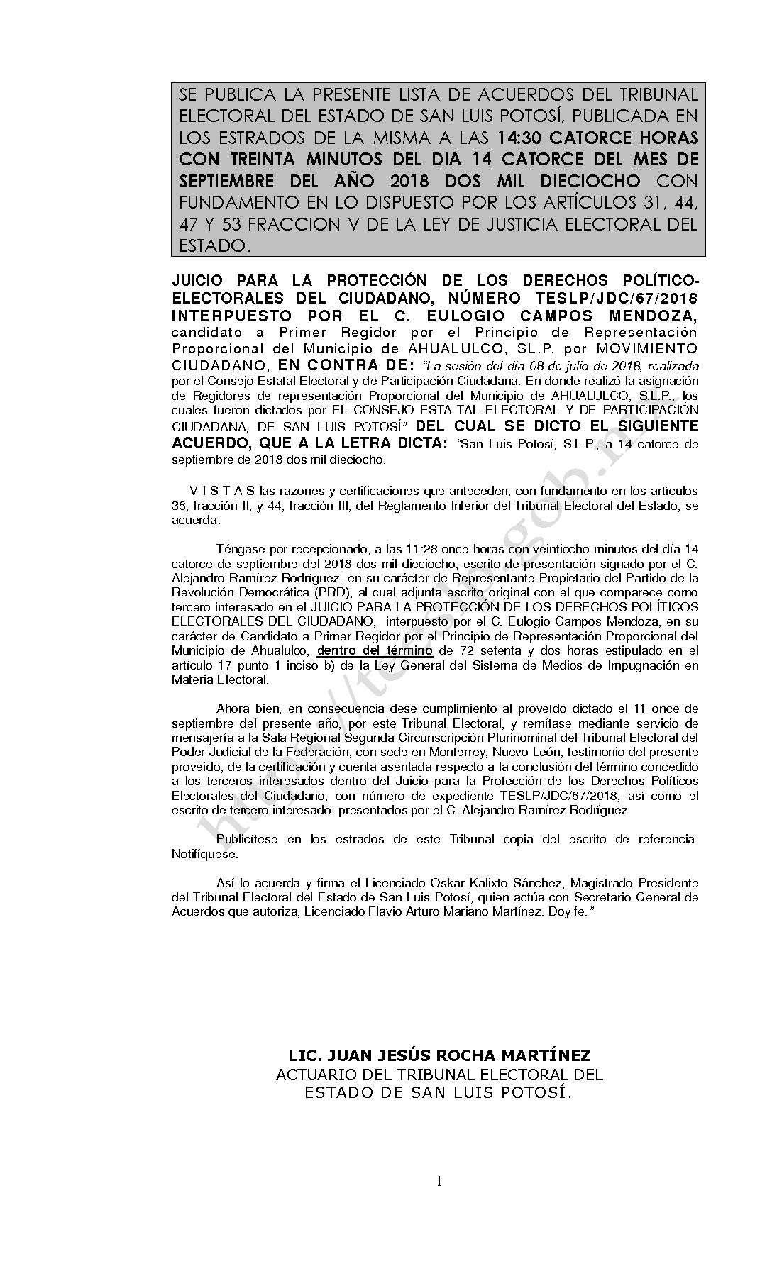 LISTA TESLP-JDC-67-2018 14-SEPTIEMBRE-2018 14-30 hrs